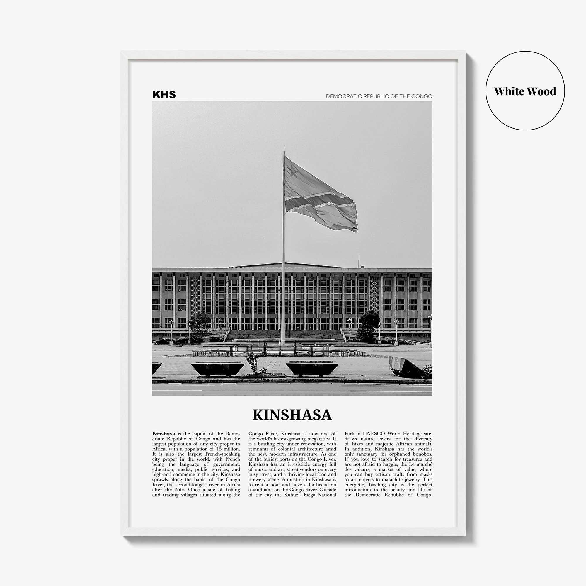 Kinshasa Print Black and White, Kinshasa Wall Art, Kinshasa Poster, Kinshasa Photo, Kinshasa Wall Décor, Ville de Kinshasa, DR Congo