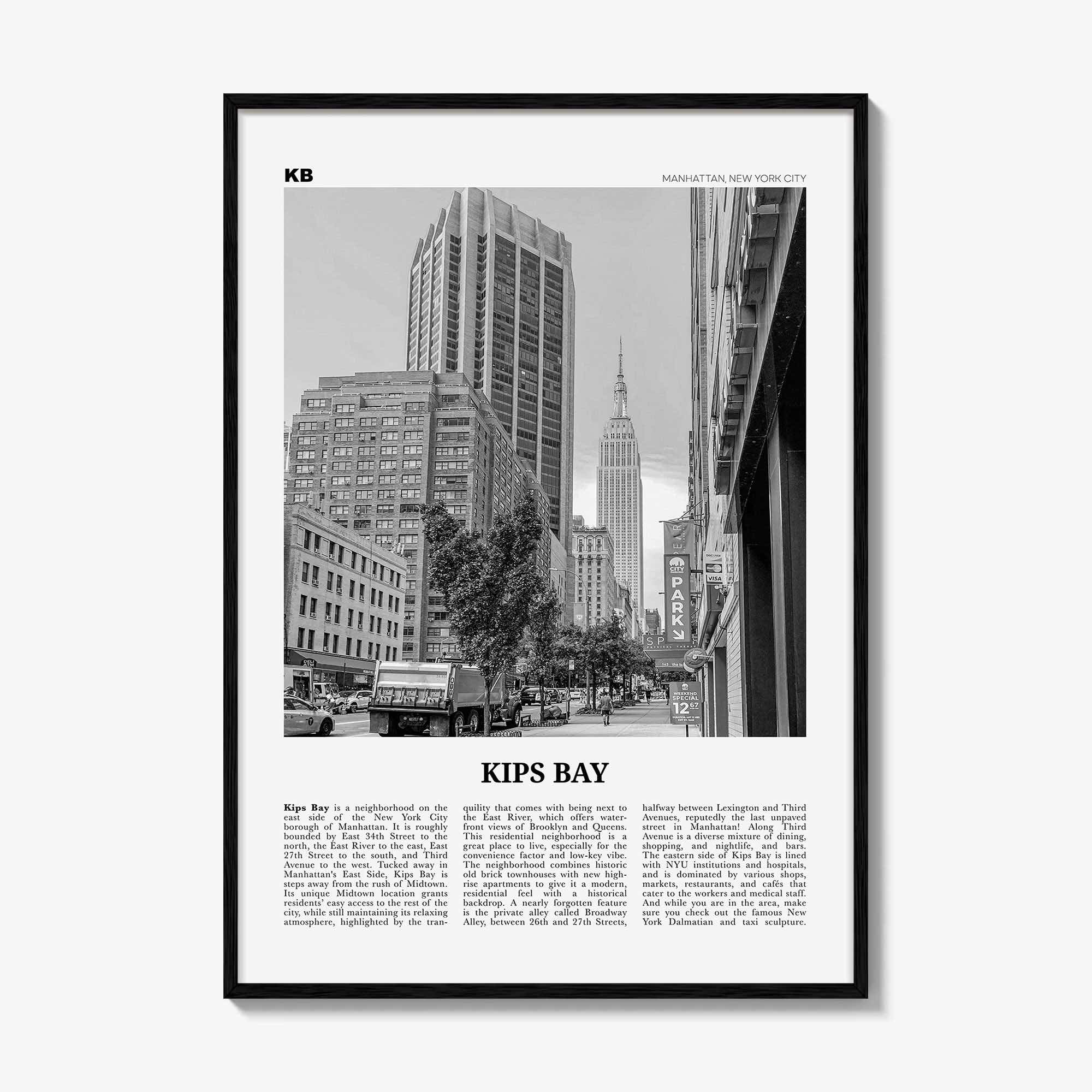 Kips Bay Print Black and White, Kips Bay Wall Art, Kips Bay Poster, Kips Bay Photo, Kips Bay Wall Décor, Manhattan, New York, USA