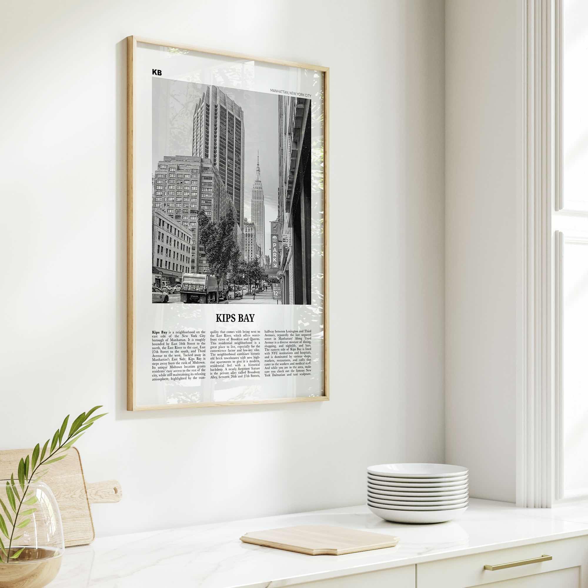 Kips Bay Print Black and White, Kips Bay Wall Art, Kips Bay Poster, Kips Bay Photo, Kips Bay Wall Décor, Manhattan, New York, USA