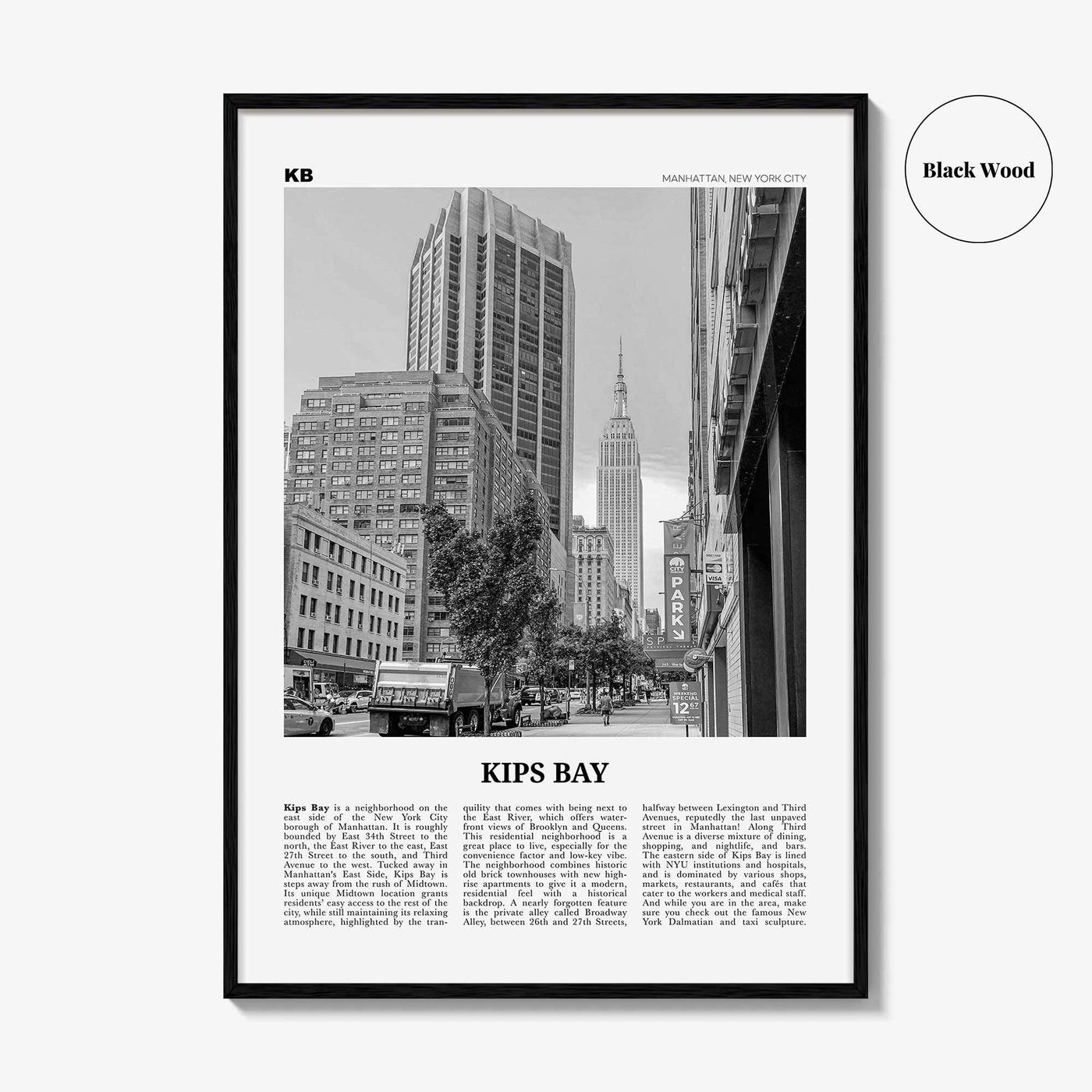 Kips Bay Print Black and White, Kips Bay Wall Art, Kips Bay Poster, Kips Bay Photo, Kips Bay Wall Décor, Manhattan, New York, USA