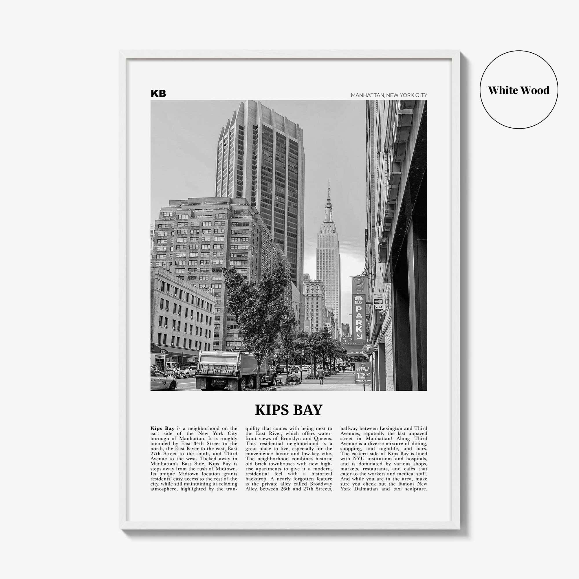 Kips Bay Print Black and White, Kips Bay Wall Art, Kips Bay Poster, Kips Bay Photo, Kips Bay Wall Décor, Manhattan, New York, USA