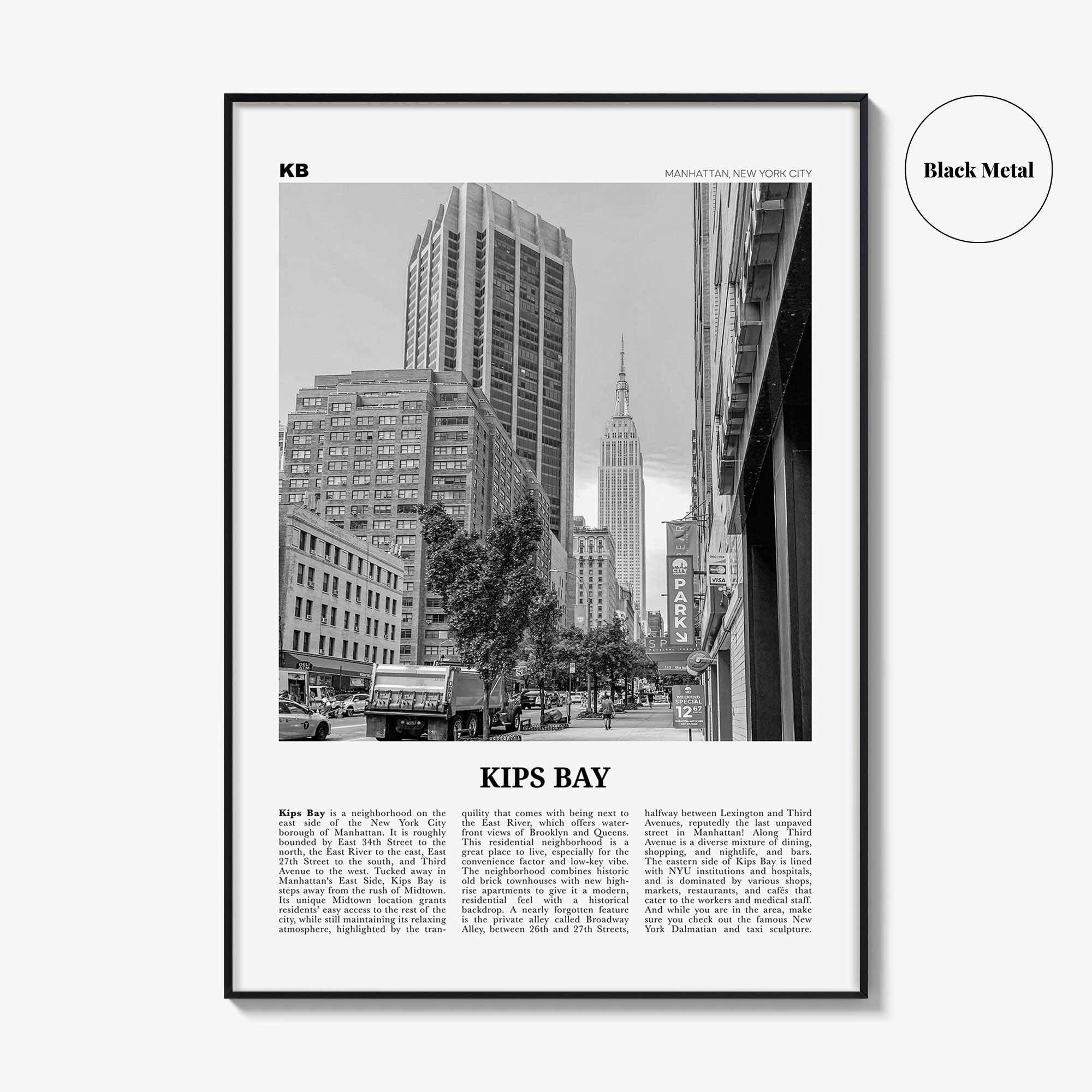 Kips Bay Print Black and White, Kips Bay Wall Art, Kips Bay Poster, Kips Bay Photo, Kips Bay Wall Décor, Manhattan, New York, USA