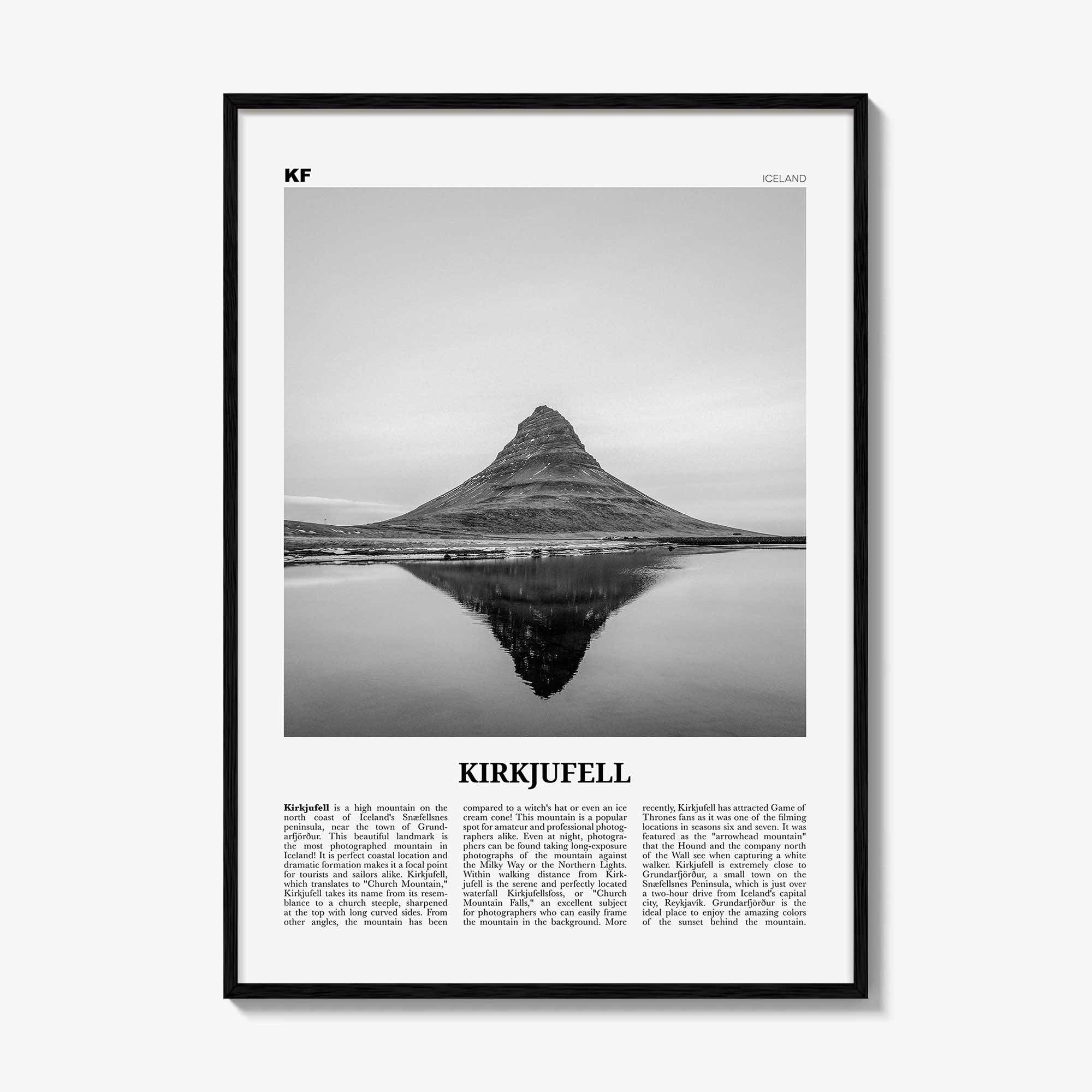 Kirkjufell Print Black and White, Kirkjufell Wall Art, Kirkjufell Poster, Kirkjufell Photo, Snæfellsnes, Iceland