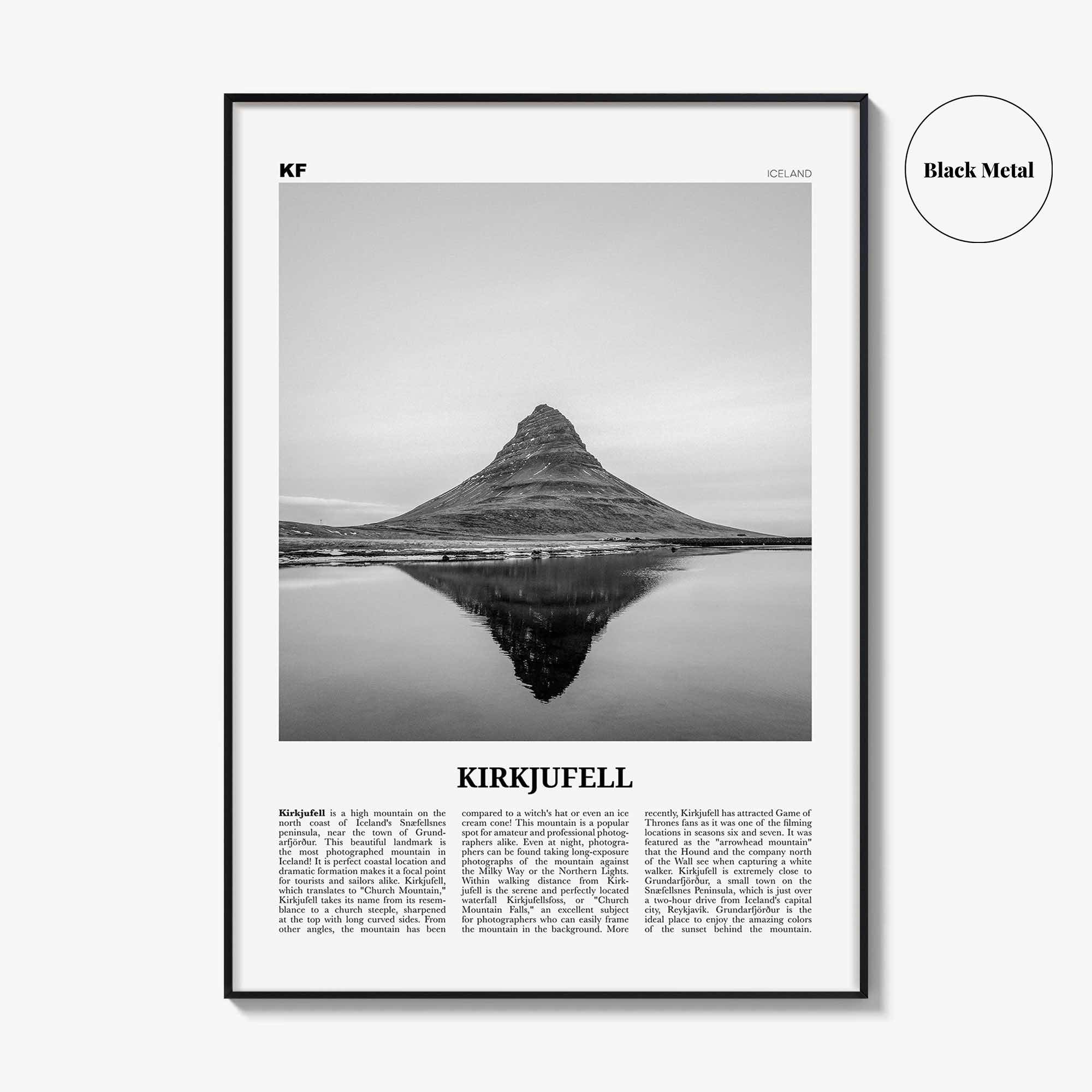Kirkjufell Print Black and White, Kirkjufell Wall Art, Kirkjufell Poster, Kirkjufell Photo, Snæfellsnes, Iceland