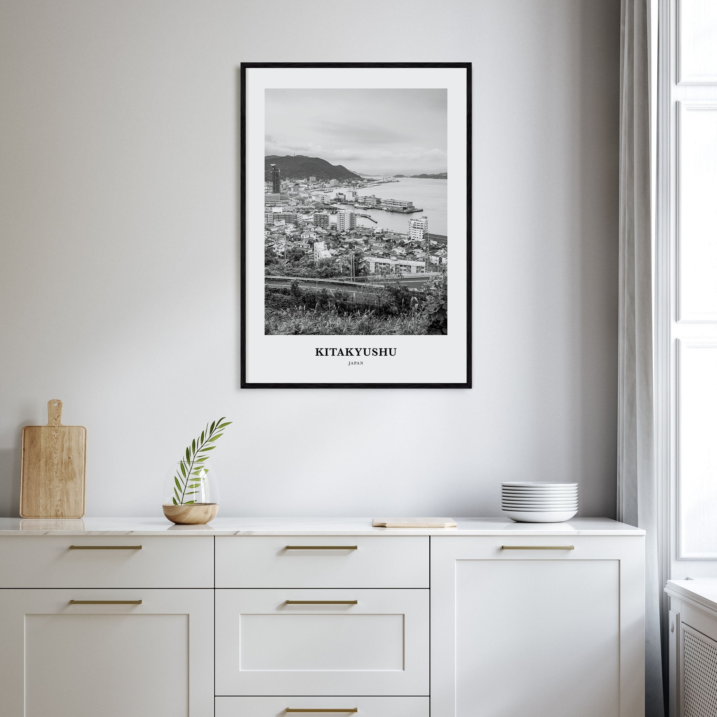 Kitakyushu Portrait B&W Poster