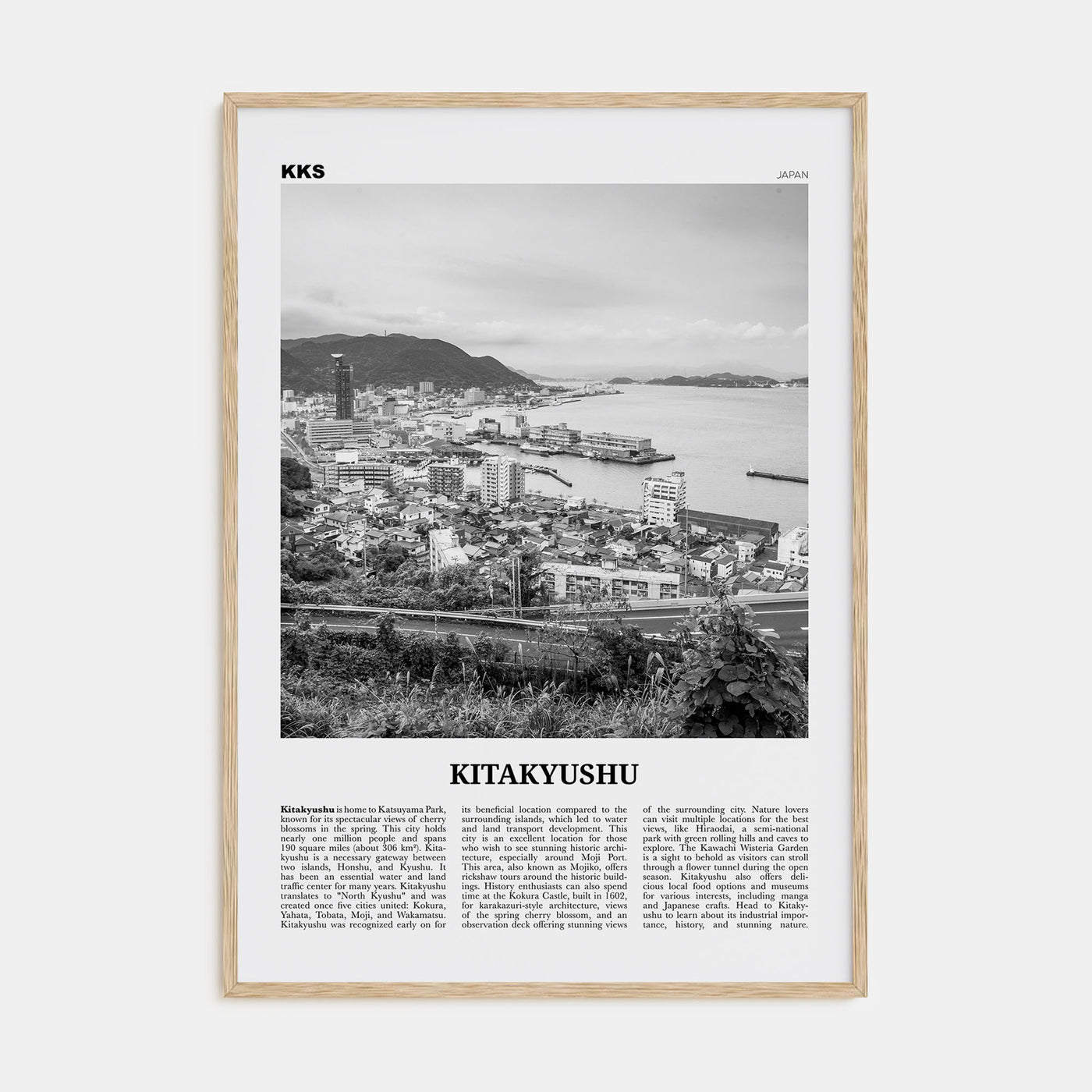 Kitakyushu Travel B&W Poster
