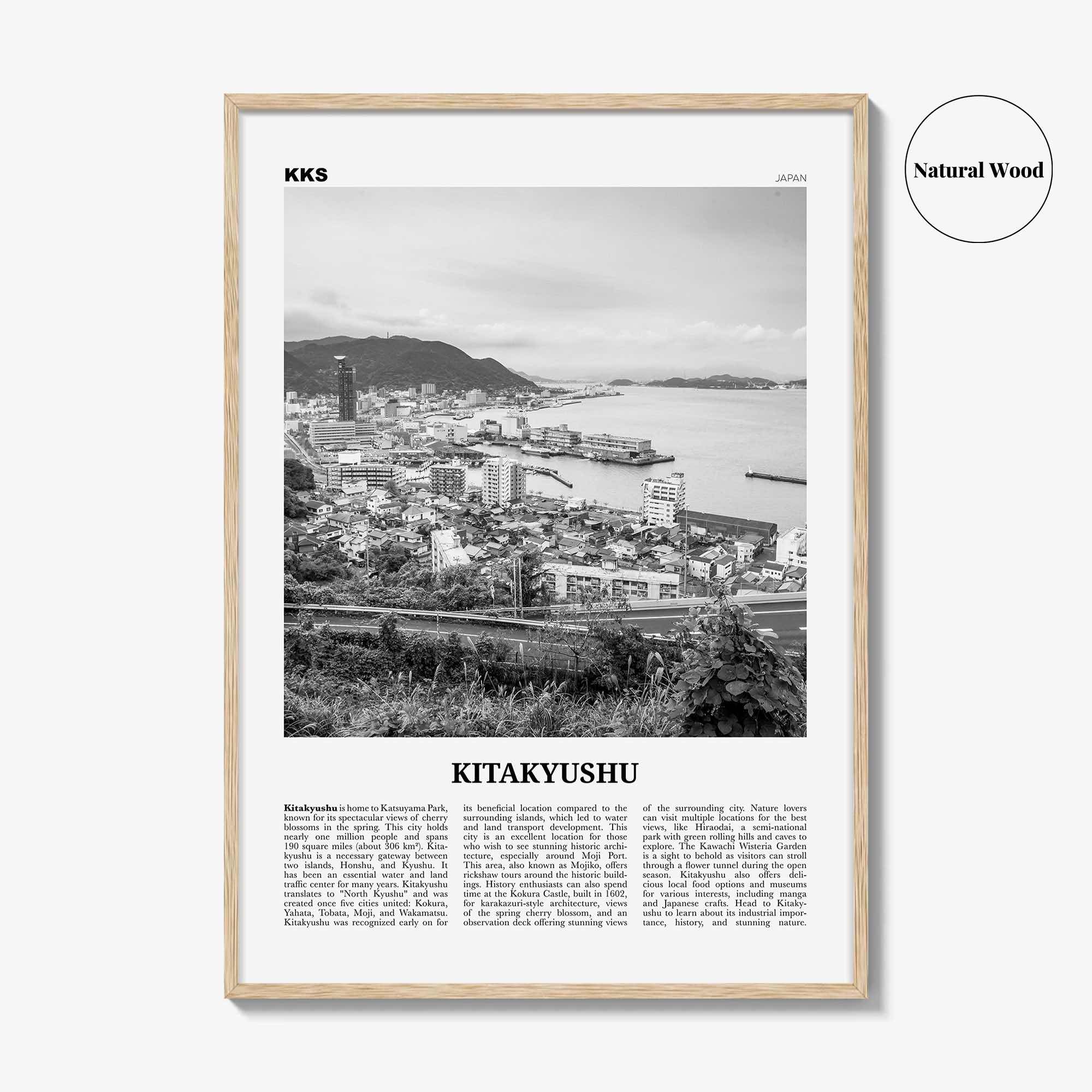 Kitakyushu Print Black and White, Kitakyushu Wall Art, Kitakyushu Poster, Kitakyushu Photo, Kitakyushu Wall Décor, Kitakyushu Map, Japan