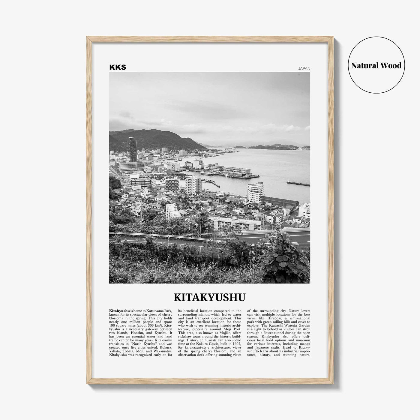 Kitakyushu Print Black and White, Kitakyushu Wall Art, Kitakyushu Poster, Kitakyushu Photo, Kitakyushu Wall Décor, Kitakyushu Map, Japan