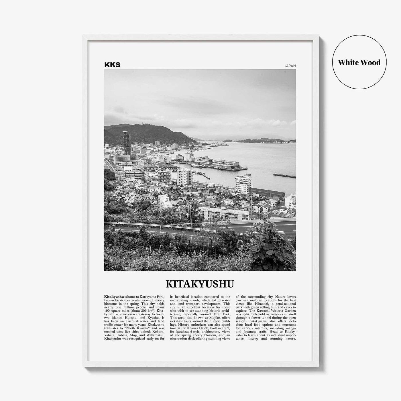 Kitakyushu Print Black and White, Kitakyushu Wall Art, Kitakyushu Poster, Kitakyushu Photo, Kitakyushu Wall Décor, Kitakyushu Map, Japan