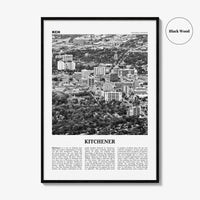 Kitchener Print Black and White, Kitchener Wall Art, Kitchener Poster, Kitchener Photo, Kitchener Wall Décor, Kitchener Map, Ontario, Canada