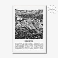 Kitchener Print Black and White, Kitchener Wall Art, Kitchener Poster, Kitchener Photo, Kitchener Wall Décor, Kitchener Map, Ontario, Canada
