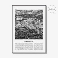 Kitchener Print Black and White, Kitchener Wall Art, Kitchener Poster, Kitchener Photo, Kitchener Wall Décor, Kitchener Map, Ontario, Canada