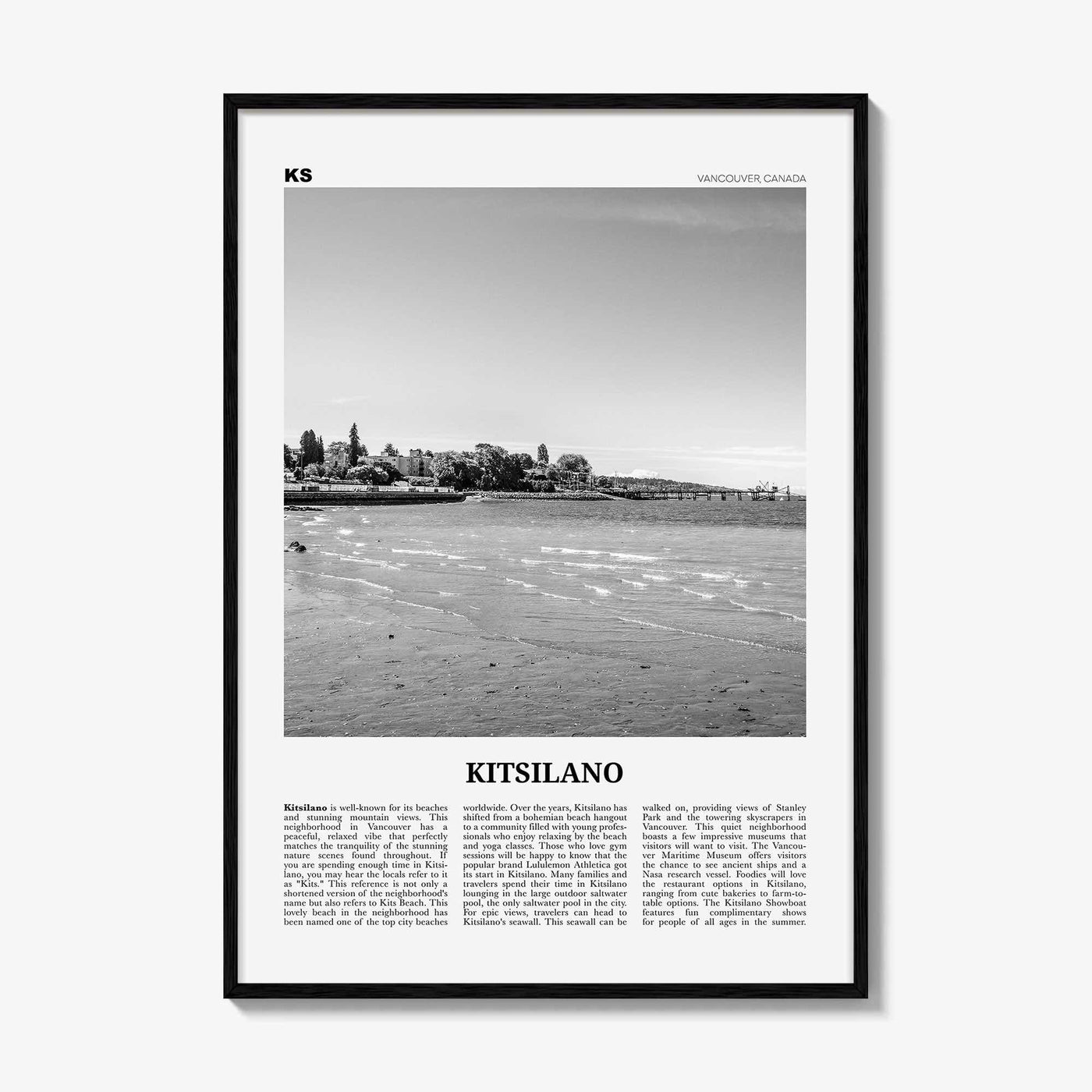 Kitsilano Print Black and White, Kitsilano Wall Art, Kitsilano Poster, Kitsilano Photo, Kitsilano Décor, Kitsilano Map, Vancouver, Canada