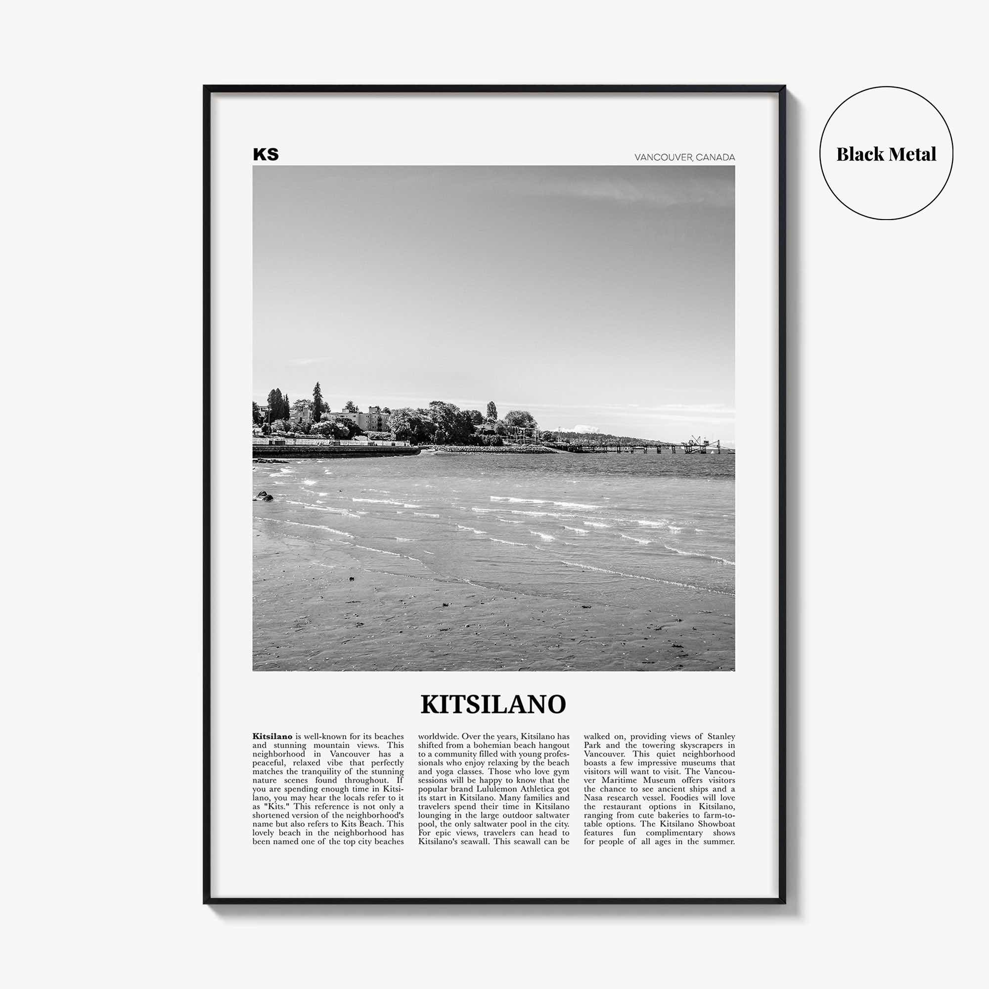 Kitsilano Print Black and White, Kitsilano Wall Art, Kitsilano Poster, Kitsilano Photo, Kitsilano Décor, Kitsilano Map, Vancouver, Canada