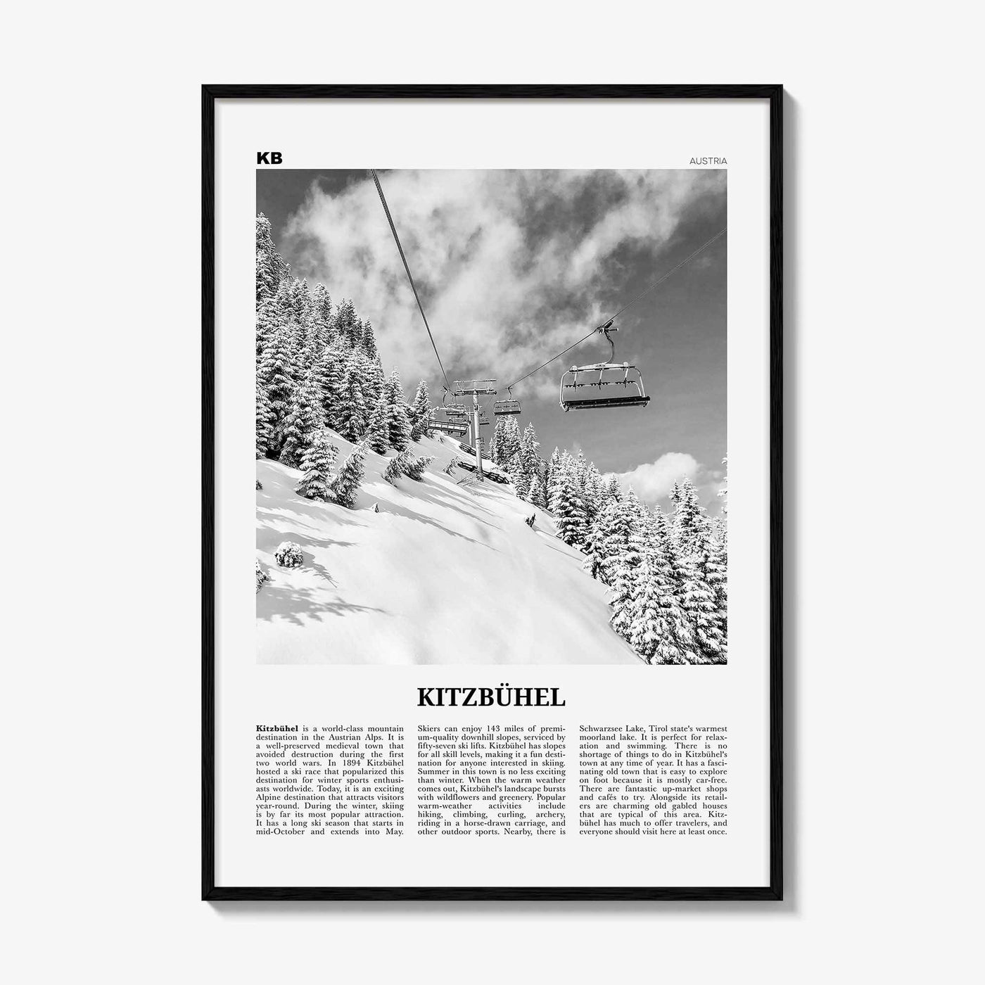 Kitzbuhel Print Black and White, Kitzbühel Wall Art, Kitzbühel Poster, Kitzbühel Photo, Kitzbühel Wall Décor, Tyrol, Austria, Österreich