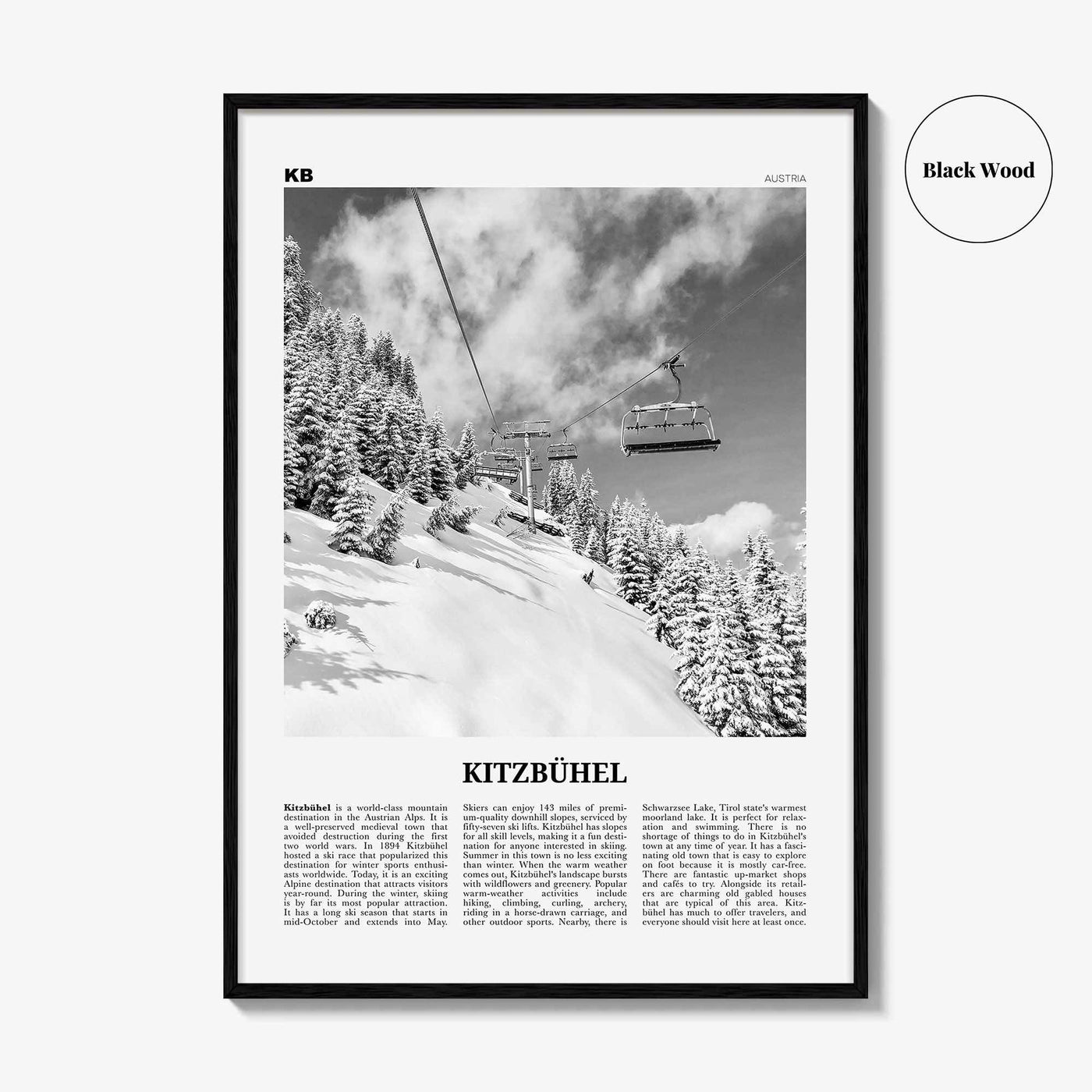 Kitzbuhel Print Black and White, Kitzbühel Wall Art, Kitzbühel Poster, Kitzbühel Photo, Kitzbühel Wall Décor, Tyrol, Austria, Österreich