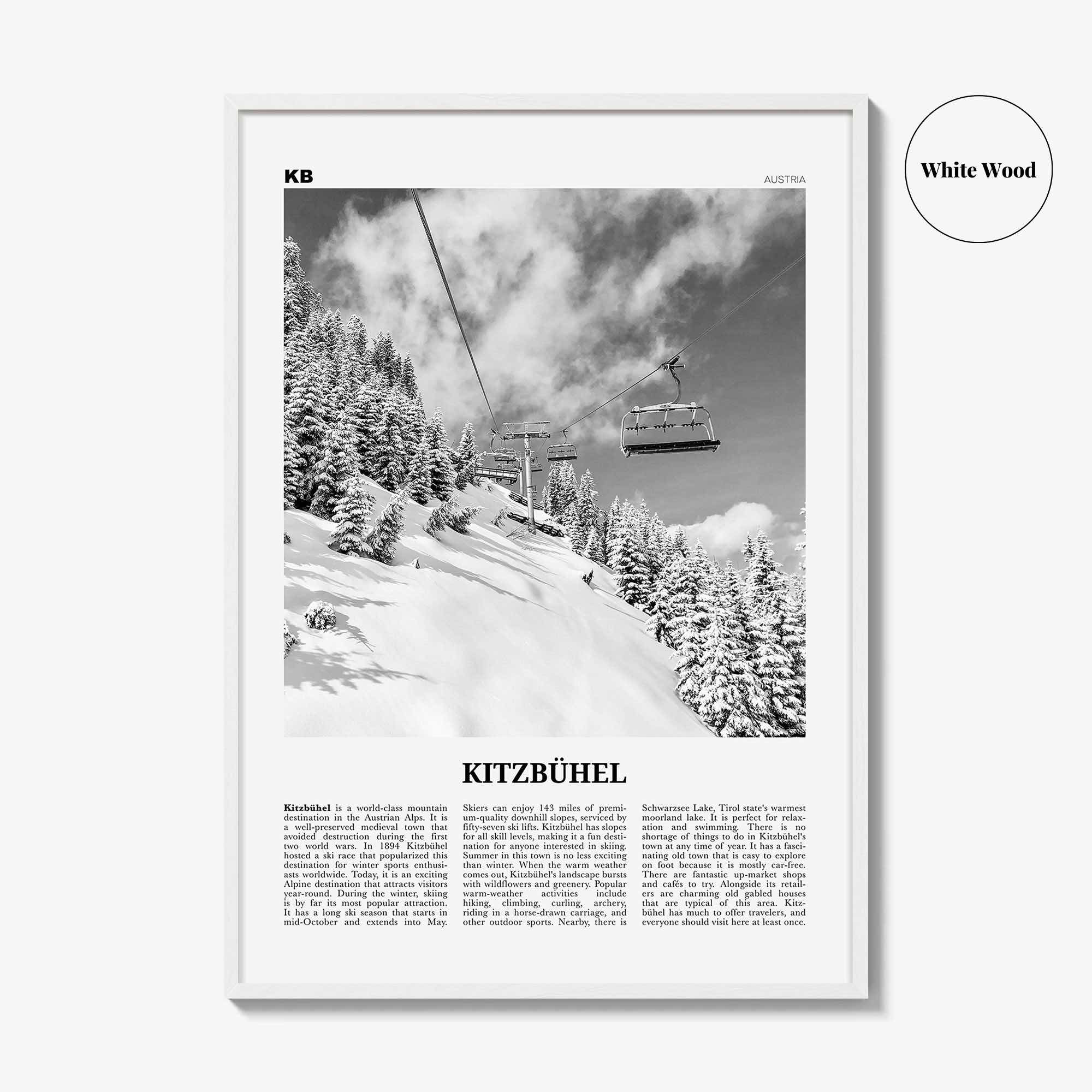 Kitzbuhel Print Black and White, Kitzbühel Wall Art, Kitzbühel Poster, Kitzbühel Photo, Kitzbühel Wall Décor, Tyrol, Austria, Österreich