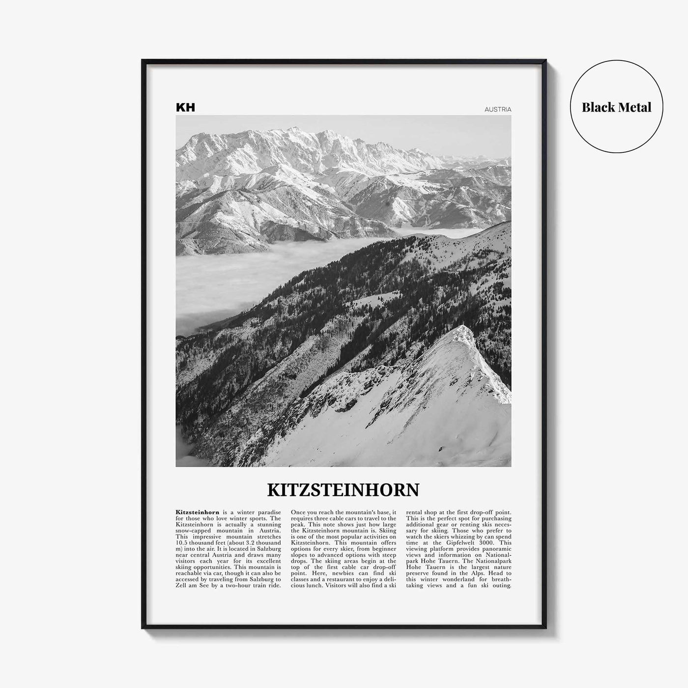 Kitzsteinhorn Print Black and White, Kitzsteinhorn Wall Art, Kitzsteinhorn Poster, Kitzsteinhorn Photo, Kitzsteinhorn Décor, Austria