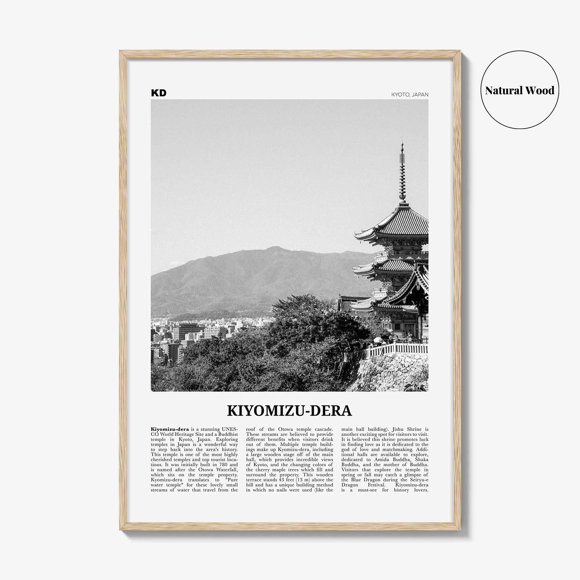 Kiyomizu Dera Print Black and White, Kiyomizu-dera Wall Art, Kiyomizu-dera Poster, Kiyomizu-dera Photo, Kiyomizu-dera Wall Décor, Japan