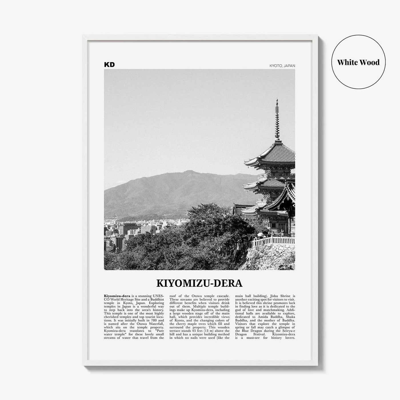 Kiyomizu Dera Print Black and White, Kiyomizu-dera Wall Art, Kiyomizu-dera Poster, Kiyomizu-dera Photo, Kiyomizu-dera Wall Décor, Japan