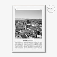 Klagenfurt Print Black and White, Klagenfurt Wall Art, Klagenfurt Poster, Klagenfurt Photo, Klagenfurt Wall Décor, Klagenfurt Map, Austria