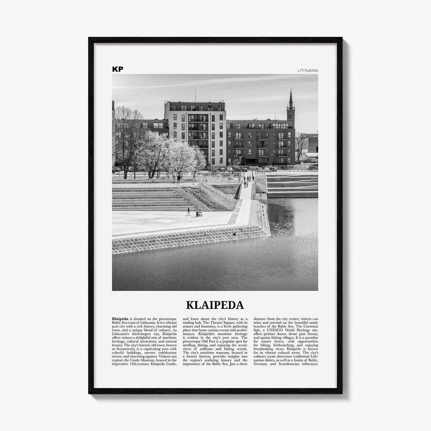Klaipeda Print Black and White, Klaipeda Wall Art, Klaipeda Poster, Klaipeda Photo, Klaipeda Wall Décor, Klaipeda Map, Lithuania