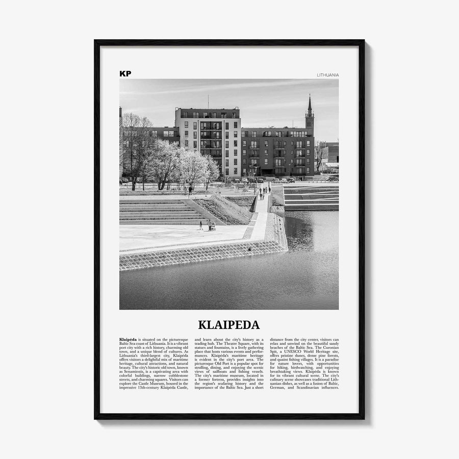 Klaipeda Print Black and White, Klaipeda Wall Art, Klaipeda Poster, Klaipeda Photo, Klaipeda Wall Décor, Klaipeda Map, Lithuania