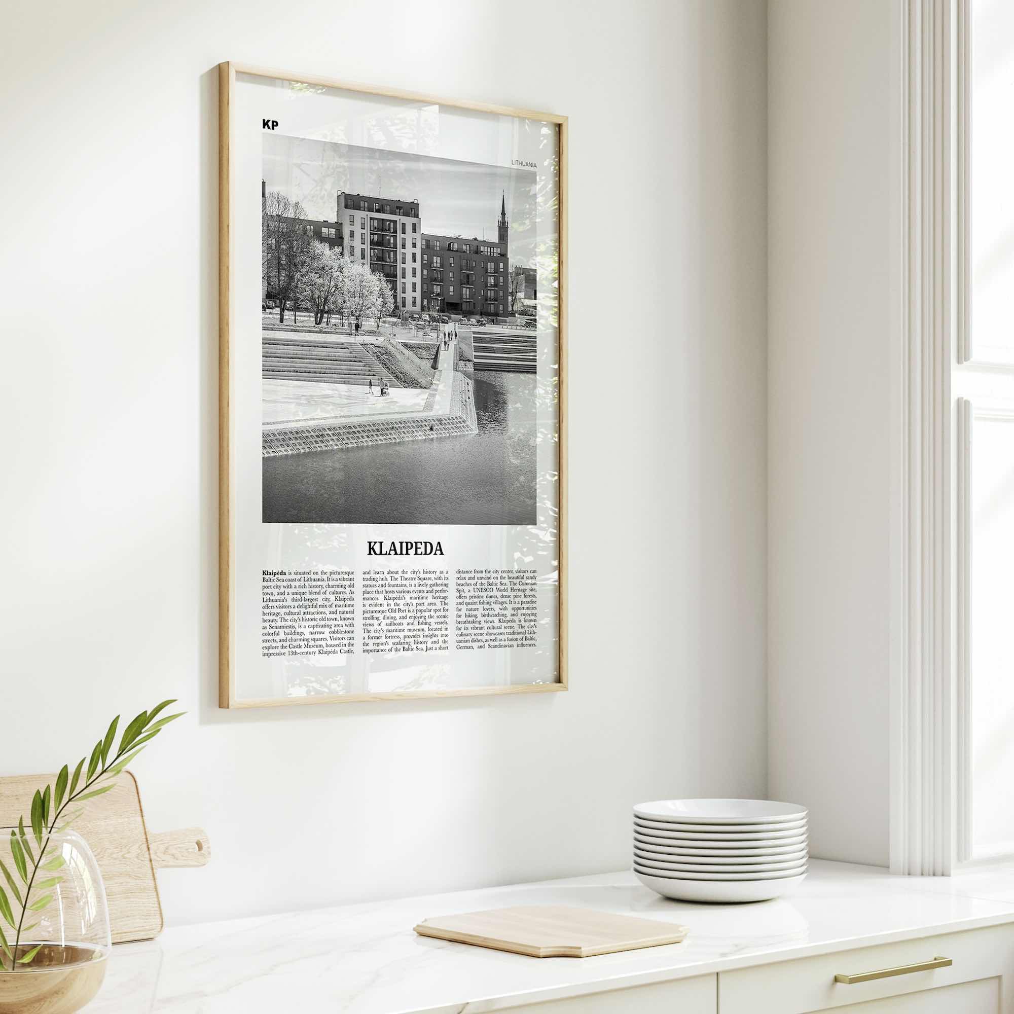Klaipeda Print Black and White, Klaipeda Wall Art, Klaipeda Poster, Klaipeda Photo, Klaipeda Wall Décor, Klaipeda Map, Lithuania