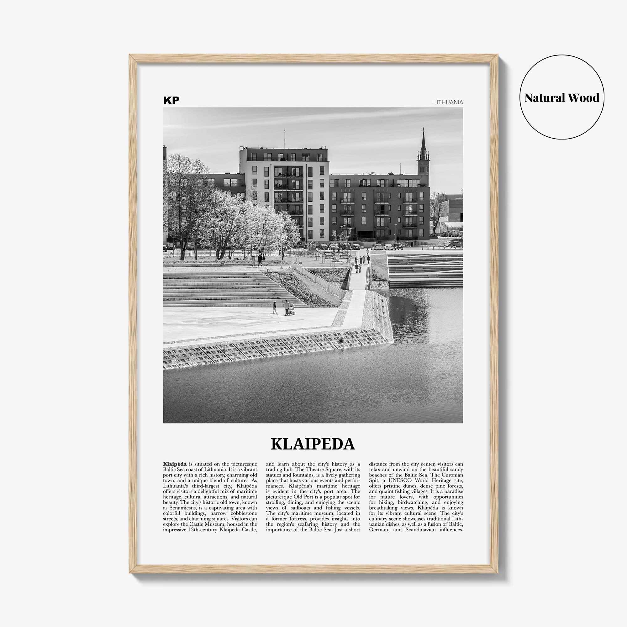 Klaipeda Print Black and White, Klaipeda Wall Art, Klaipeda Poster, Klaipeda Photo, Klaipeda Wall Décor, Klaipeda Map, Lithuania