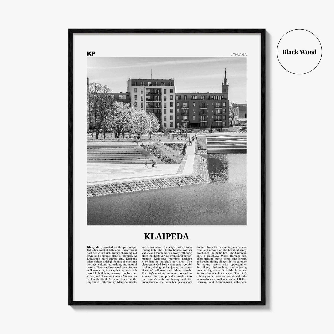 Klaipeda Print Black and White, Klaipeda Wall Art, Klaipeda Poster, Klaipeda Photo, Klaipeda Wall Décor, Klaipeda Map, Lithuania