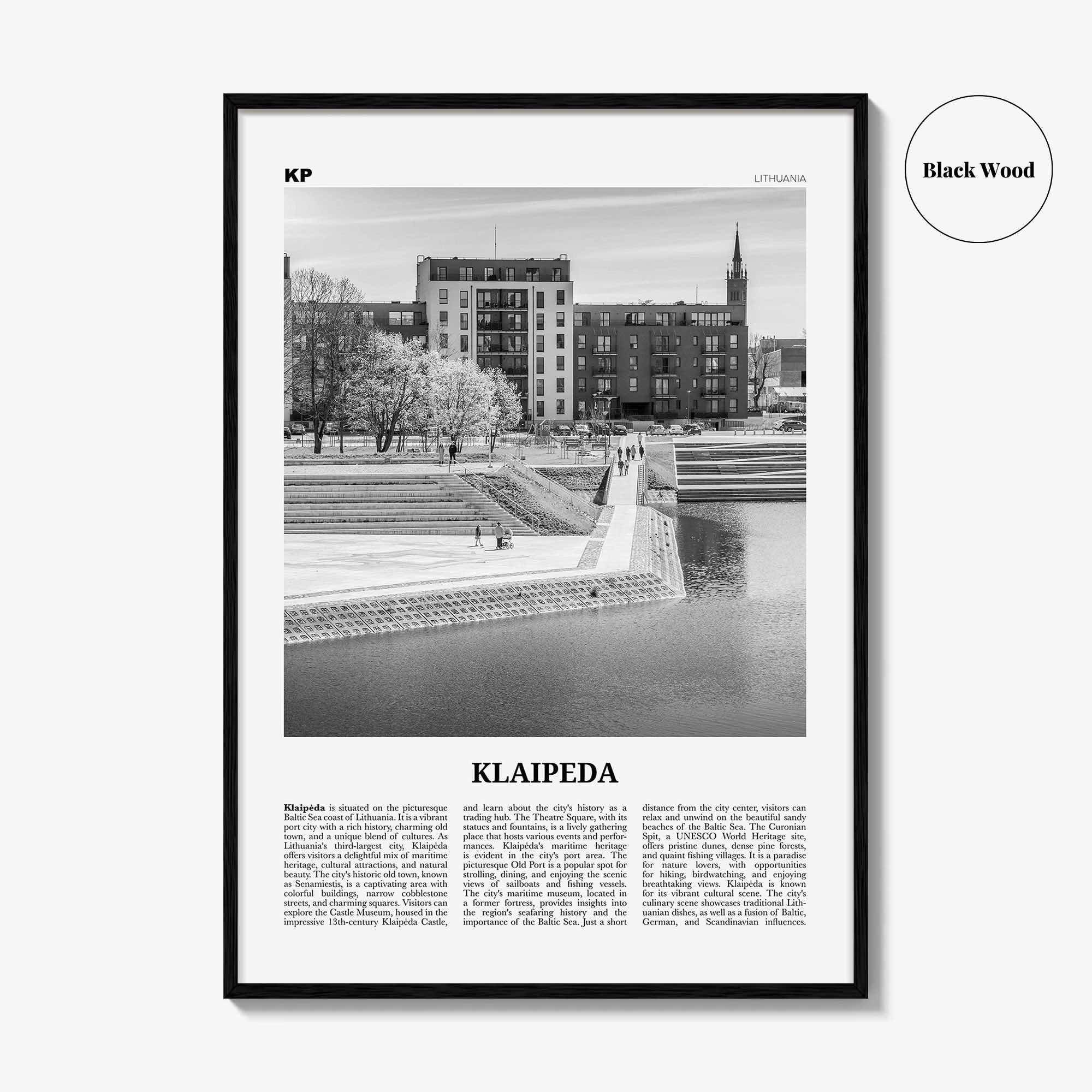 Klaipeda Print Black and White, Klaipeda Wall Art, Klaipeda Poster, Klaipeda Photo, Klaipeda Wall Décor, Klaipeda Map, Lithuania
