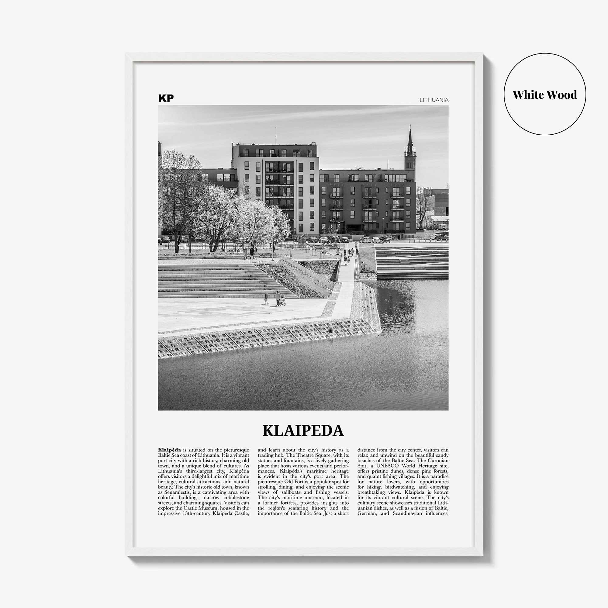 Klaipeda Print Black and White, Klaipeda Wall Art, Klaipeda Poster, Klaipeda Photo, Klaipeda Wall Décor, Klaipeda Map, Lithuania