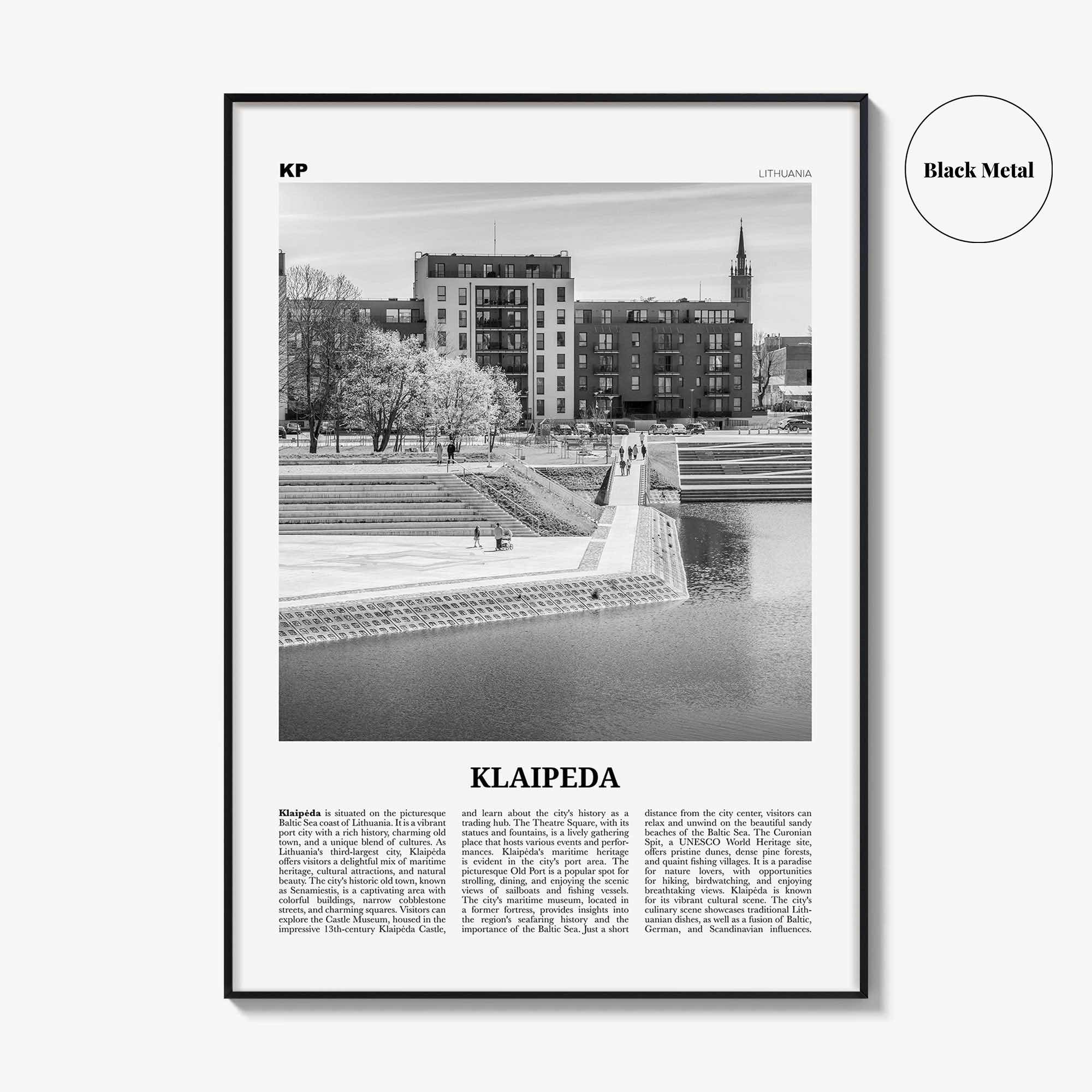 Klaipeda Print Black and White, Klaipeda Wall Art, Klaipeda Poster, Klaipeda Photo, Klaipeda Wall Décor, Klaipeda Map, Lithuania