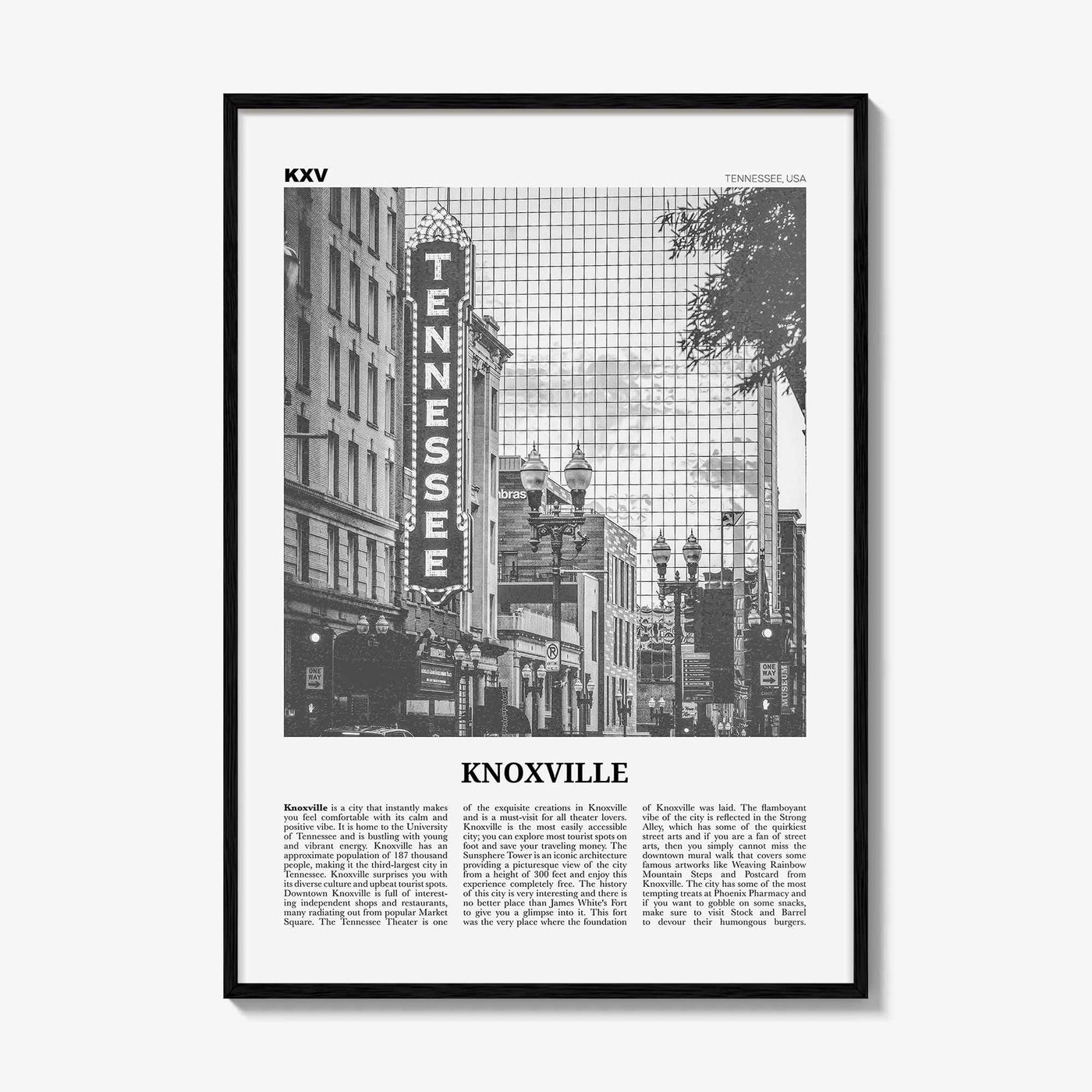 Knoxville Print Black and White No 1, Knoxville Wall Art, Knoxville Poster, Knoxville Photo, Knoxville Wall Décor, Tennessee, USA