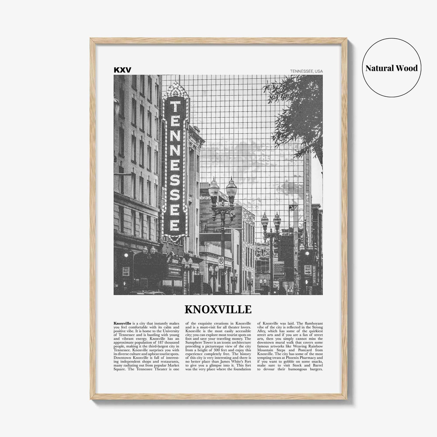 Knoxville Print Black and White No 1, Knoxville Wall Art, Knoxville Poster, Knoxville Photo, Knoxville Wall Décor, Tennessee, USA