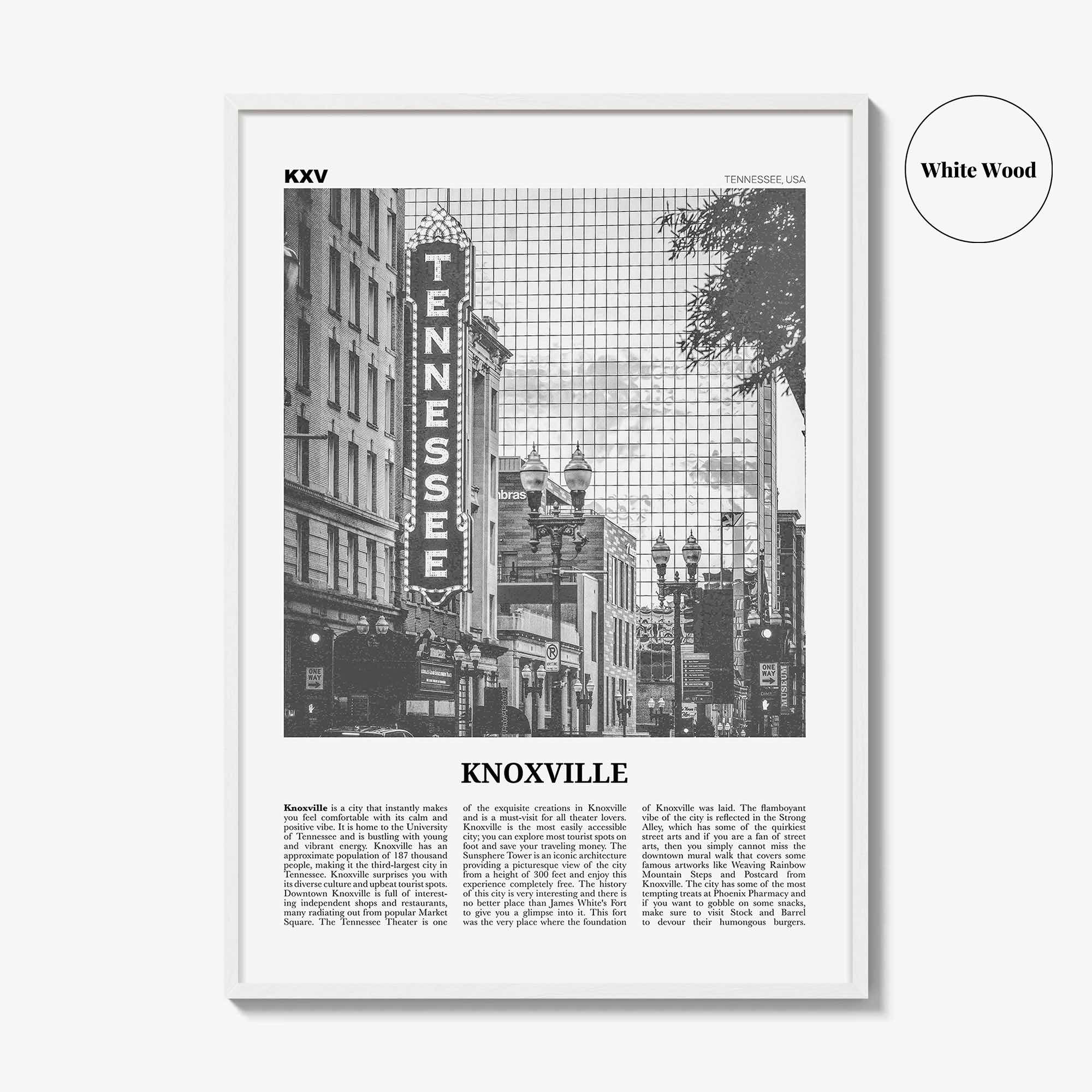 Knoxville Print Black and White No 1, Knoxville Wall Art, Knoxville Poster, Knoxville Photo, Knoxville Wall Décor, Tennessee, USA