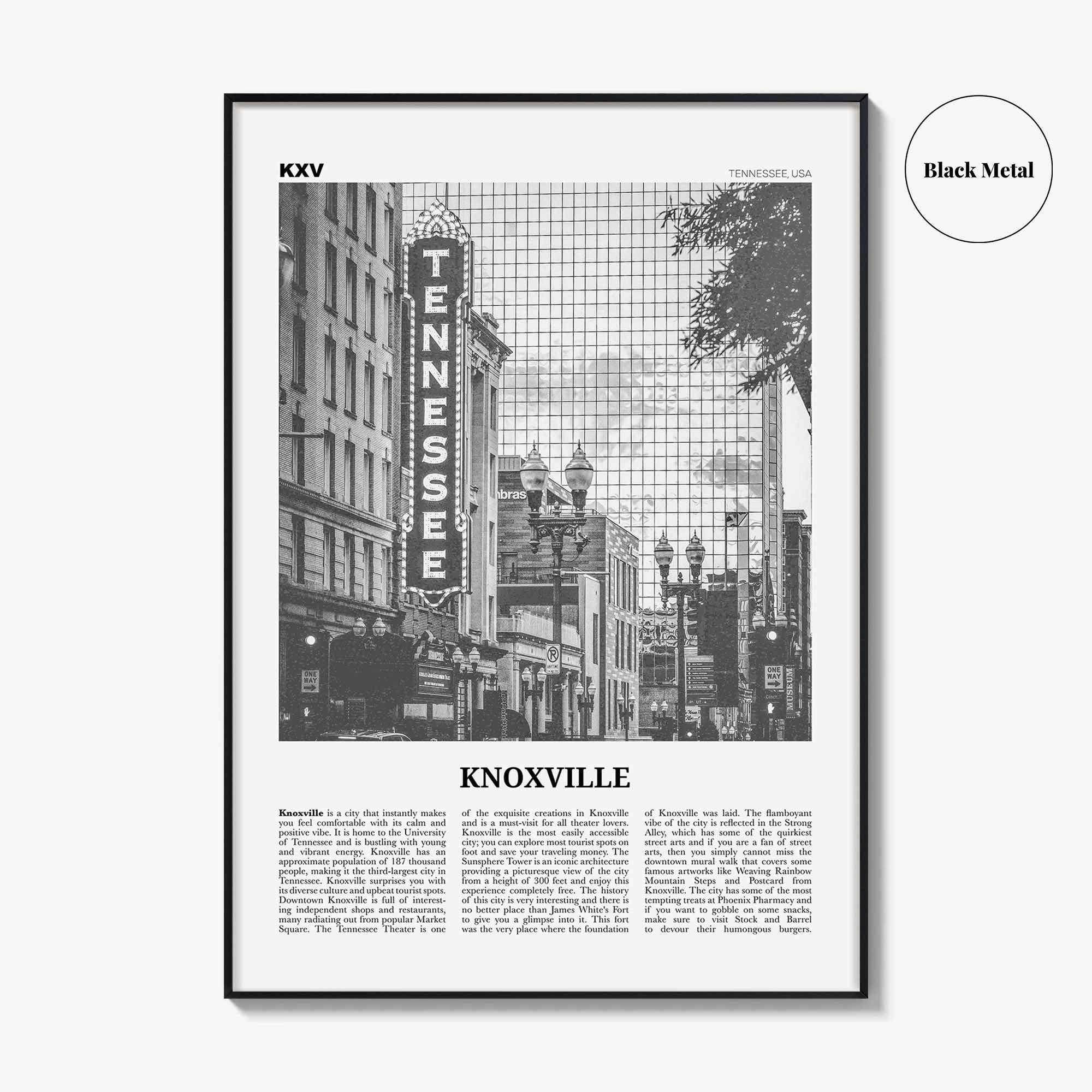 Knoxville Print Black and White No 1, Knoxville Wall Art, Knoxville Poster, Knoxville Photo, Knoxville Wall Décor, Tennessee, USA