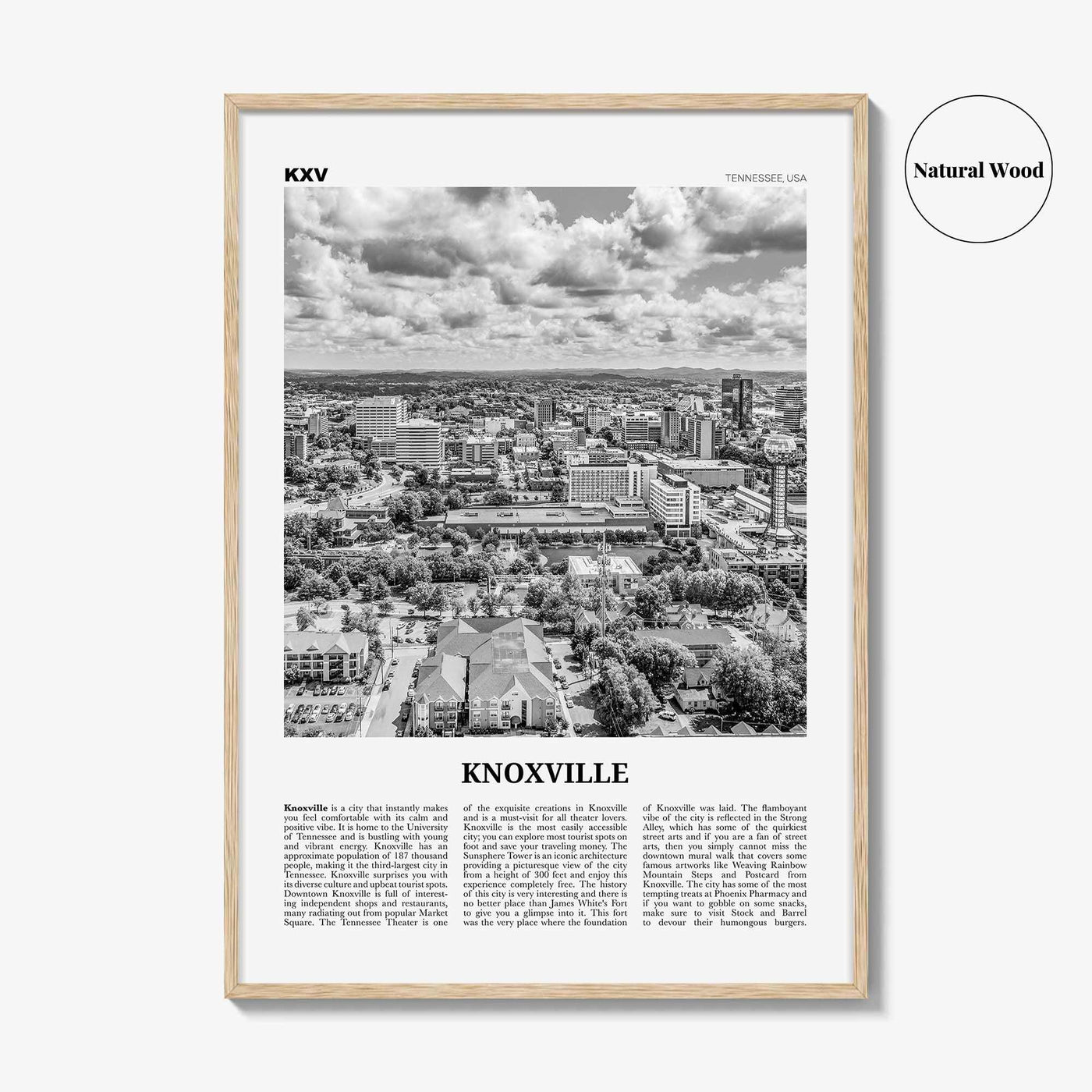 Knoxville Print Black and White No 2, Knoxville Wall Art, Knoxville Poster, Knoxville Photo, Knoxville Wall Décor, Tennessee, USA