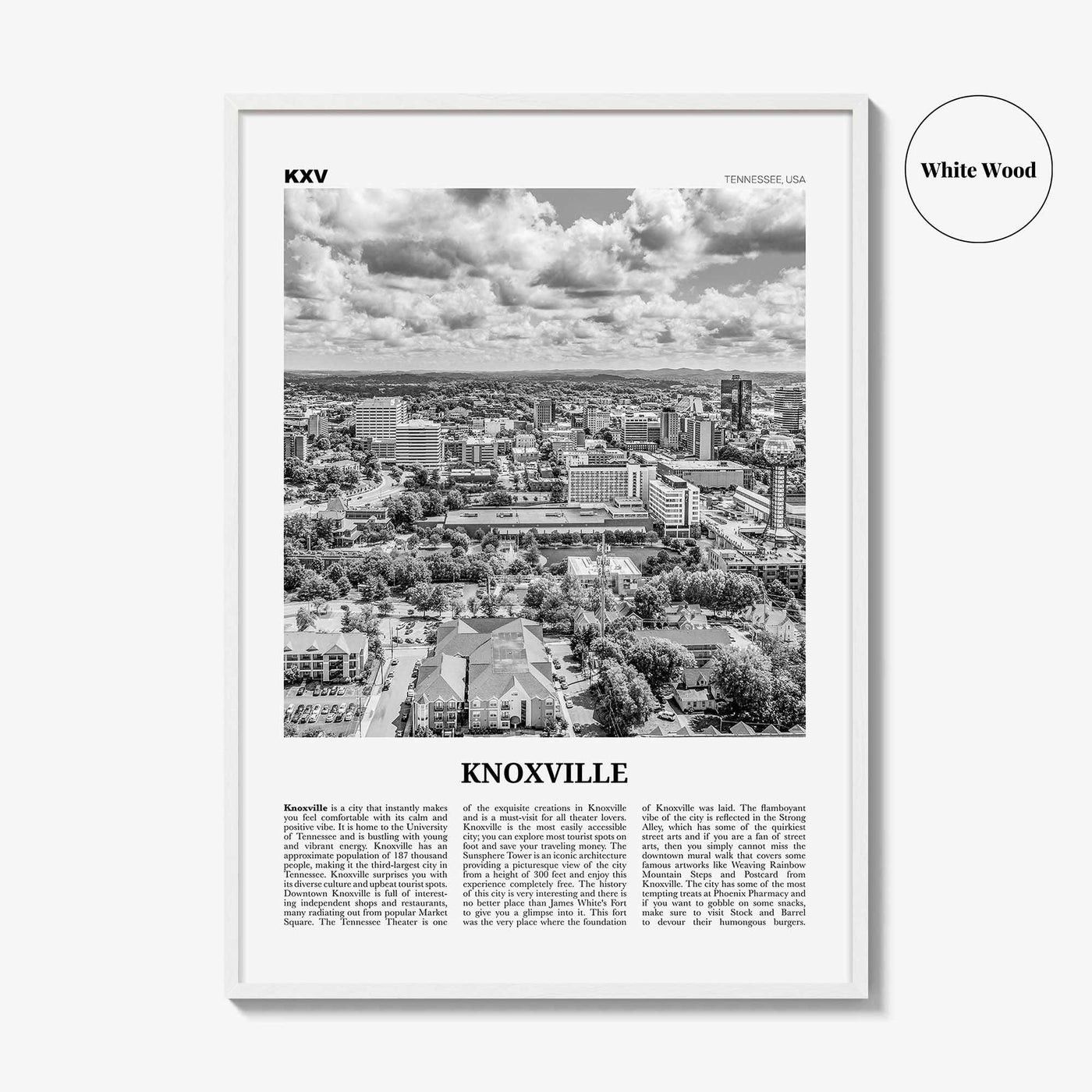 Knoxville Print Black and White No 2, Knoxville Wall Art, Knoxville Poster, Knoxville Photo, Knoxville Wall Décor, Tennessee, USA