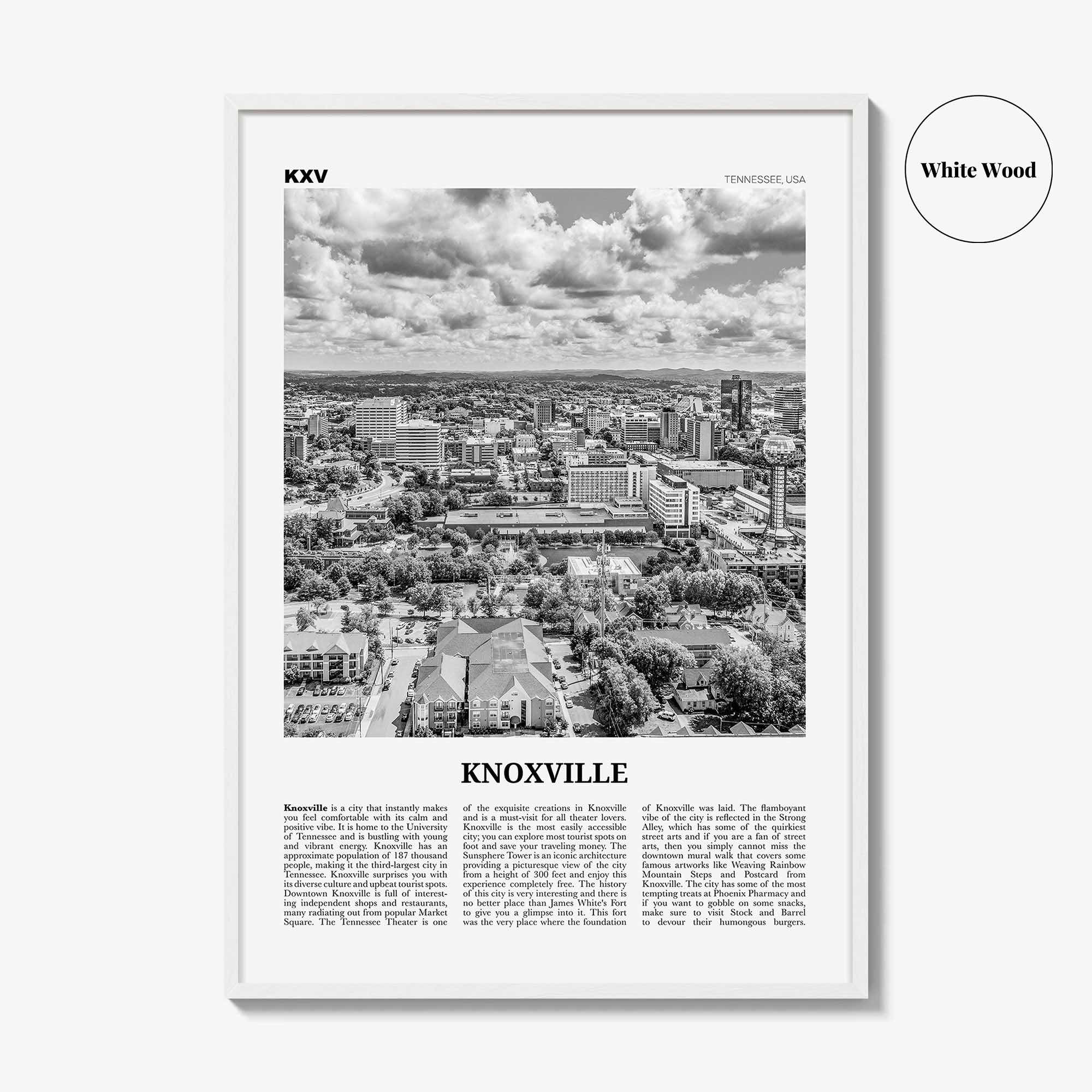 Knoxville Print Black and White No 2, Knoxville Wall Art, Knoxville Poster, Knoxville Photo, Knoxville Wall Décor, Tennessee, USA