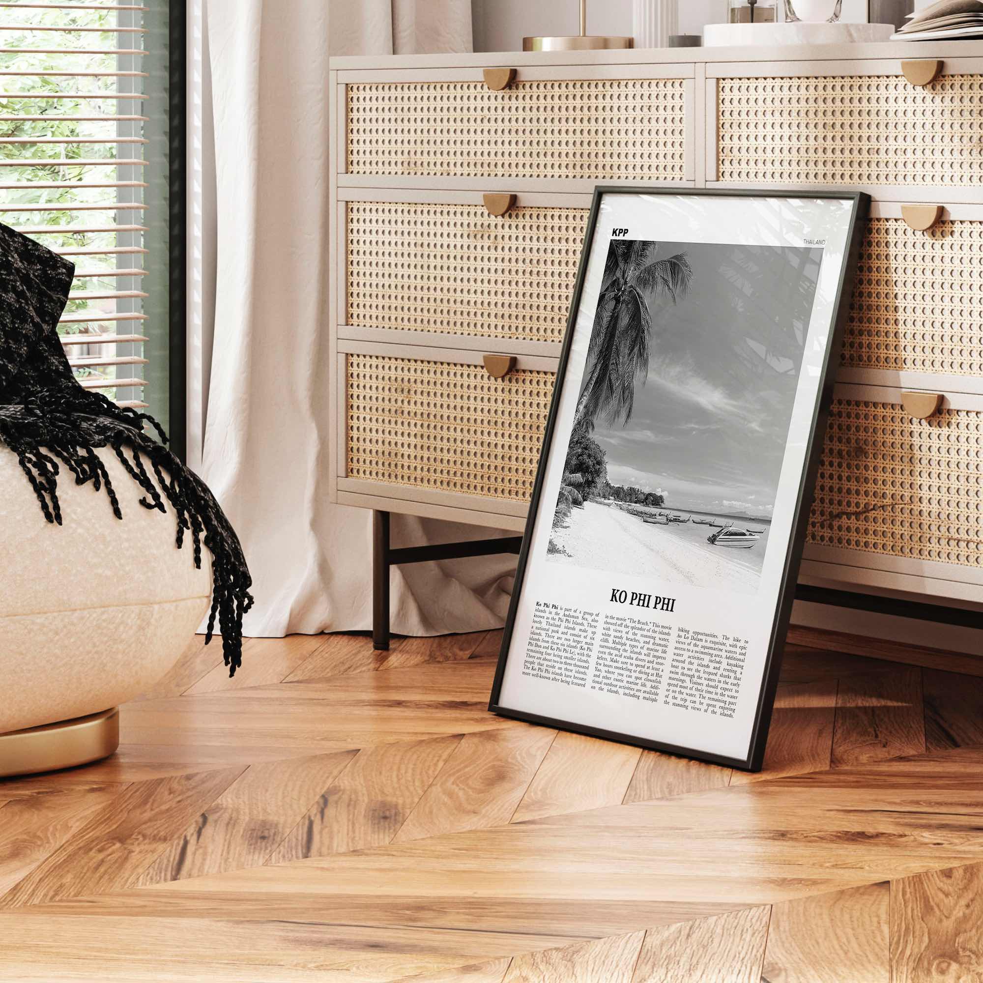 Ko Phi Phi Print Black and White, Ko Phi Phi Wall Art, Ko Phi Phi Poster, Ko Phi Phi Photo, Ko Phi Phi Wall Décor, Ko Phi Phi Map, Thailand