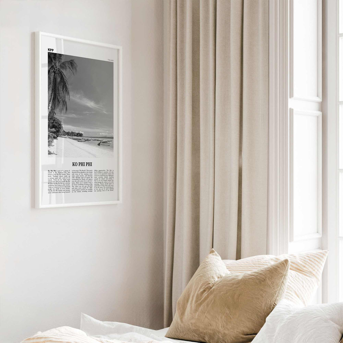 Ko Phi Phi Print Black and White, Ko Phi Phi Wall Art, Ko Phi Phi Poster, Ko Phi Phi Photo, Ko Phi Phi Wall Décor, Ko Phi Phi Map, Thailand