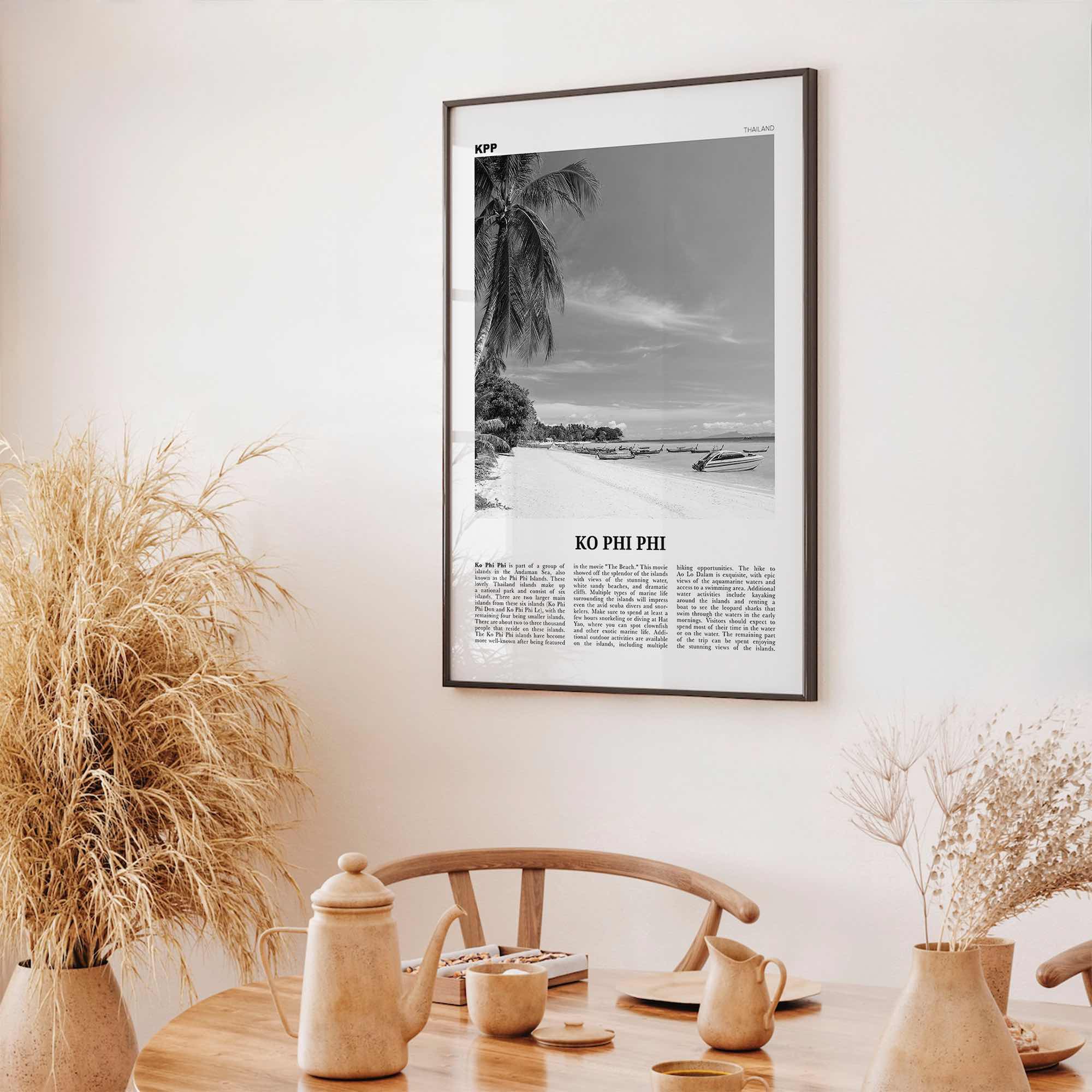 Ko Phi Phi Print Black and White, Ko Phi Phi Wall Art, Ko Phi Phi Poster, Ko Phi Phi Photo, Ko Phi Phi Wall Décor, Ko Phi Phi Map, Thailand