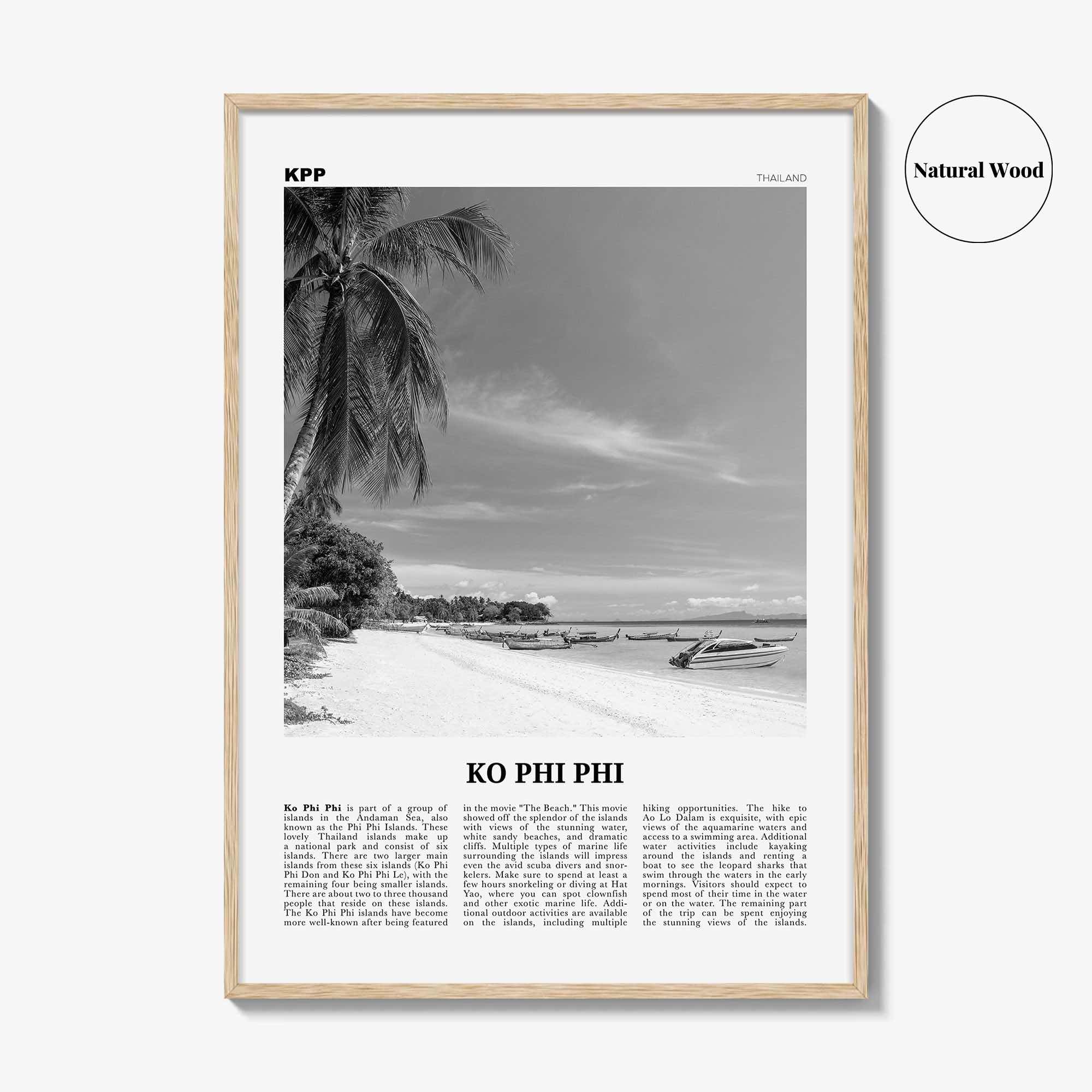 Ko Phi Phi Print Black and White, Ko Phi Phi Wall Art, Ko Phi Phi Poster, Ko Phi Phi Photo, Ko Phi Phi Wall Décor, Ko Phi Phi Map, Thailand