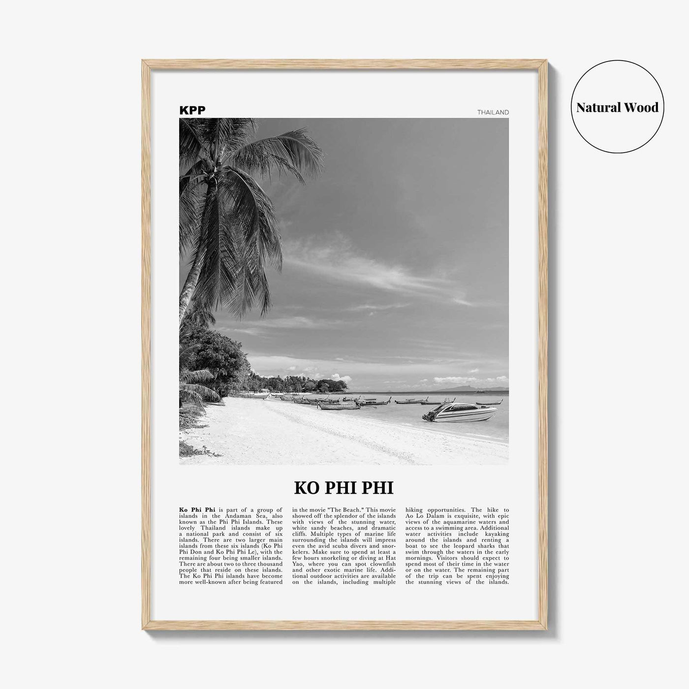 Ko Phi Phi Print Black and White, Ko Phi Phi Wall Art, Ko Phi Phi Poster, Ko Phi Phi Photo, Ko Phi Phi Wall Décor, Ko Phi Phi Map, Thailand