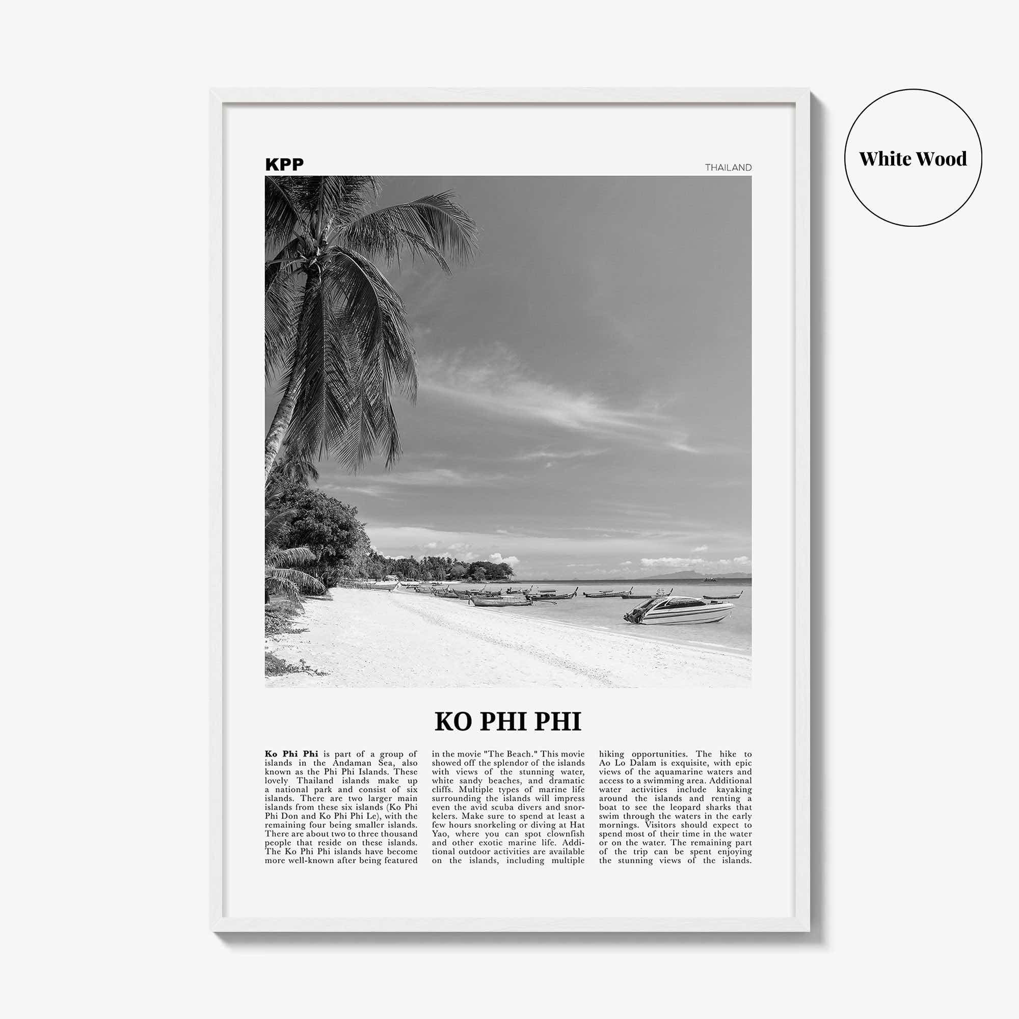 Ko Phi Phi Print Black and White, Ko Phi Phi Wall Art, Ko Phi Phi Poster, Ko Phi Phi Photo, Ko Phi Phi Wall Décor, Ko Phi Phi Map, Thailand