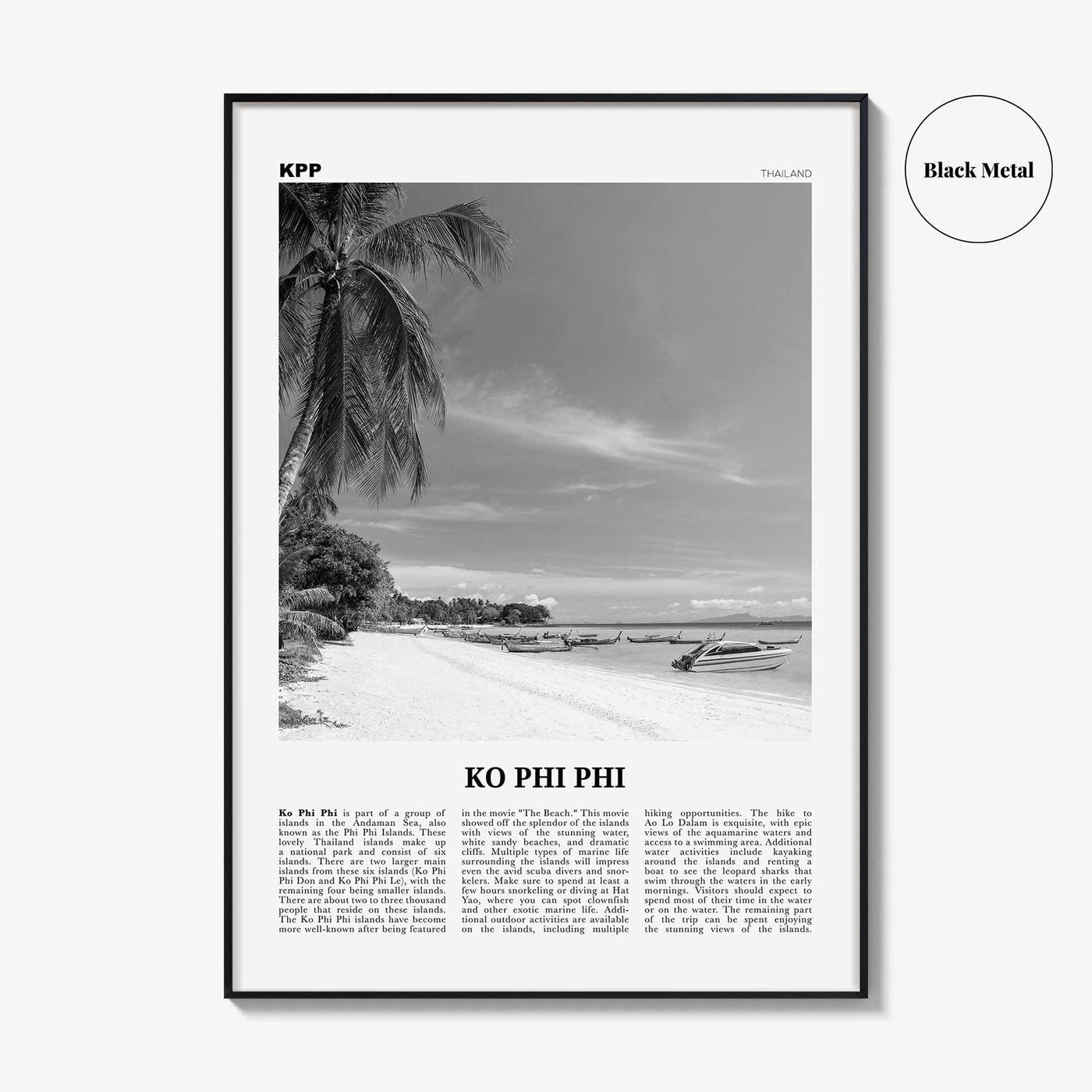 Ko Phi Phi Print Black and White, Ko Phi Phi Wall Art, Ko Phi Phi Poster, Ko Phi Phi Photo, Ko Phi Phi Wall Décor, Ko Phi Phi Map, Thailand