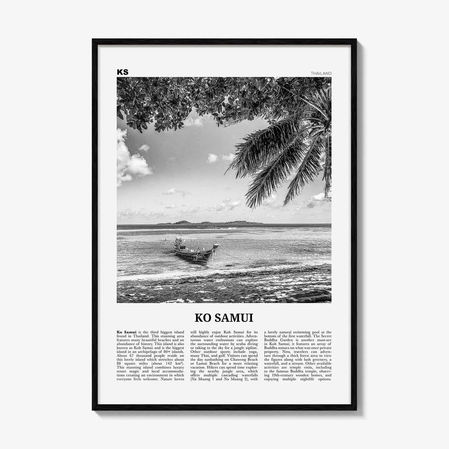Ko Samui Print Black and White, Ko Samui Wall Art, Ko Samui Poster, Ko Samui Photo, Ko Samui Wall Décor, Ko Samui Map, Thailand