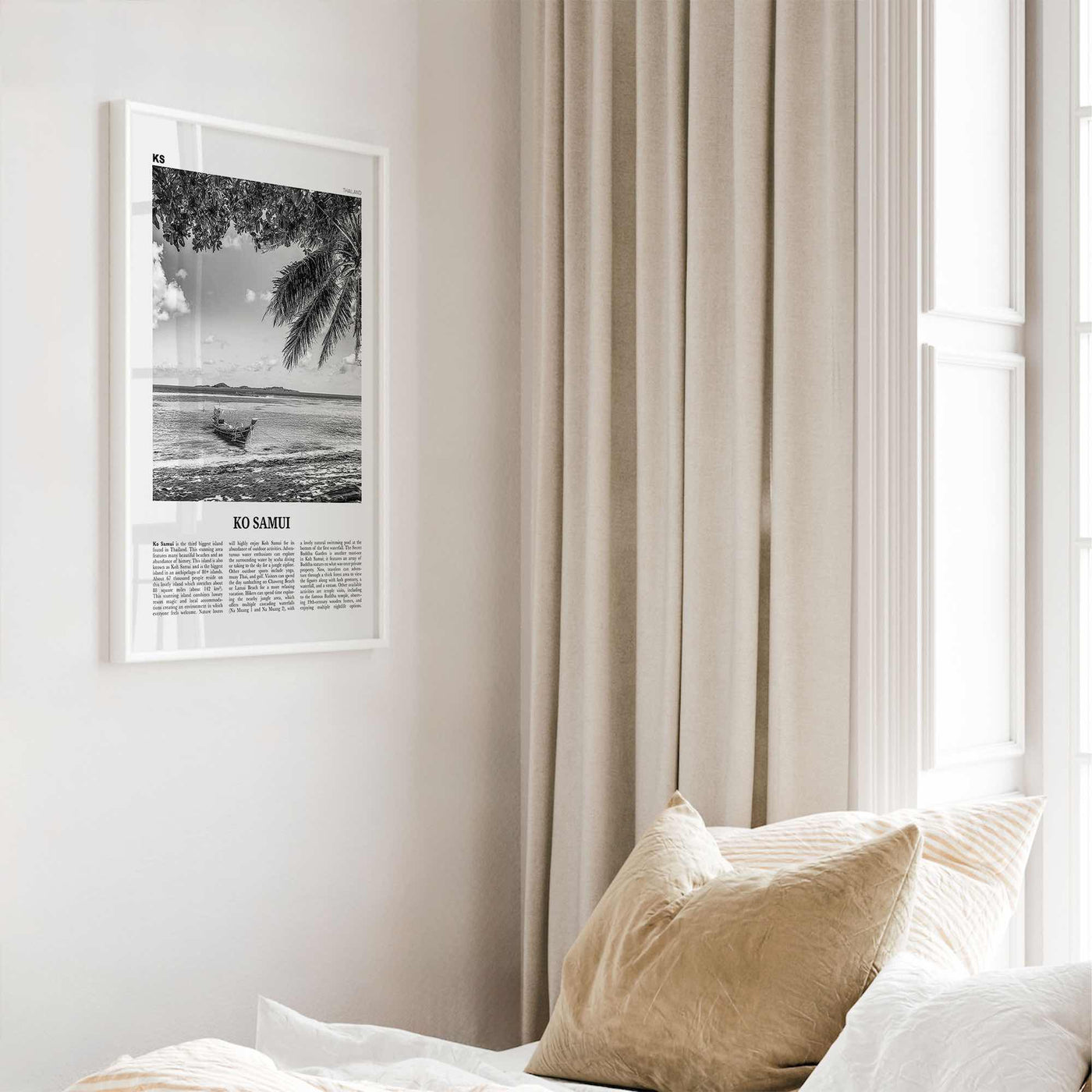 Ko Samui Print Black and White, Ko Samui Wall Art, Ko Samui Poster, Ko Samui Photo, Ko Samui Wall Décor, Ko Samui Map, Thailand