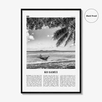 Ko Samui Print Black and White, Ko Samui Wall Art, Ko Samui Poster, Ko Samui Photo, Ko Samui Wall Décor, Ko Samui Map, Thailand
